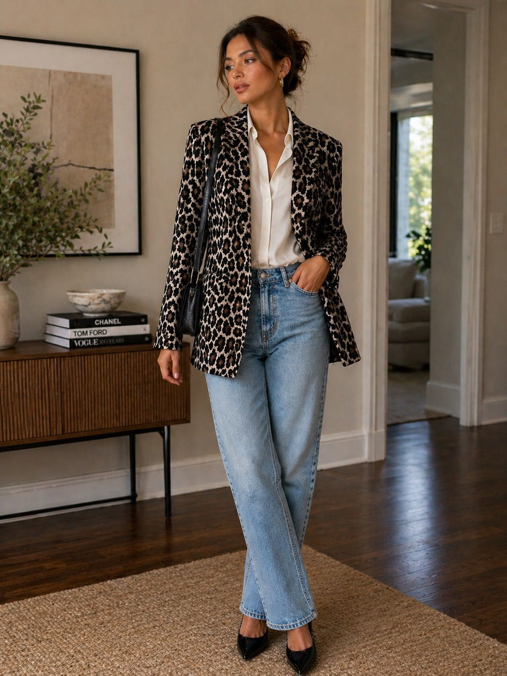 Vintage Cache Leopard Print Longline Blazer