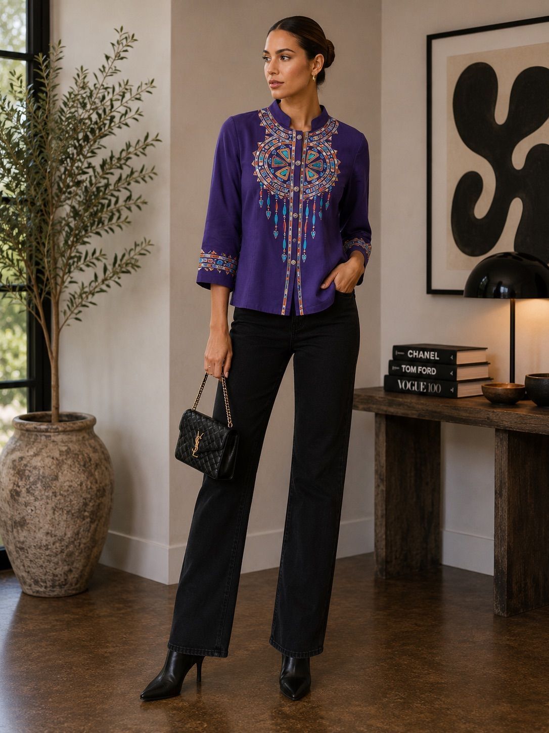 Bob Mackie Purple Embellished Statement Jacket