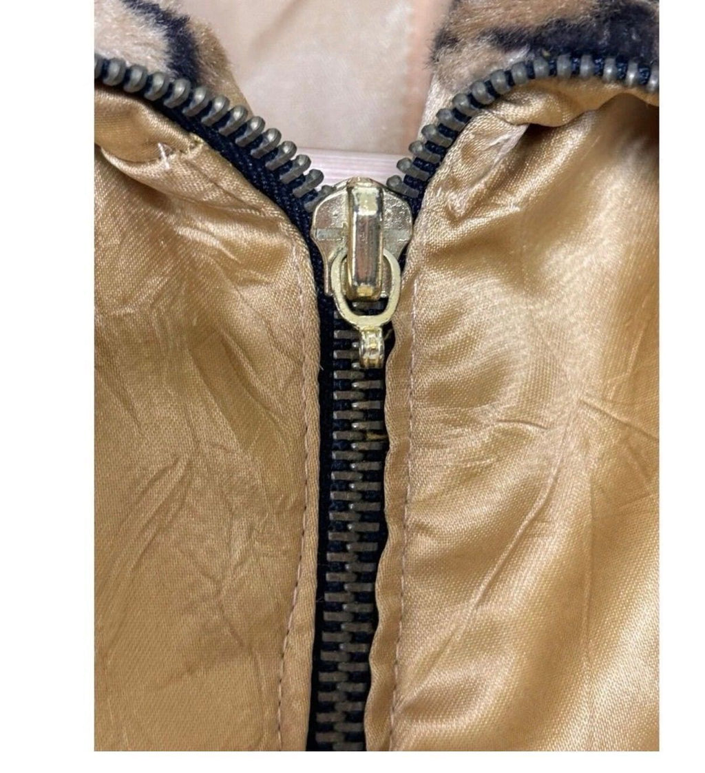 Vintage IIF Gold Leopard Trim Moto Jacket
