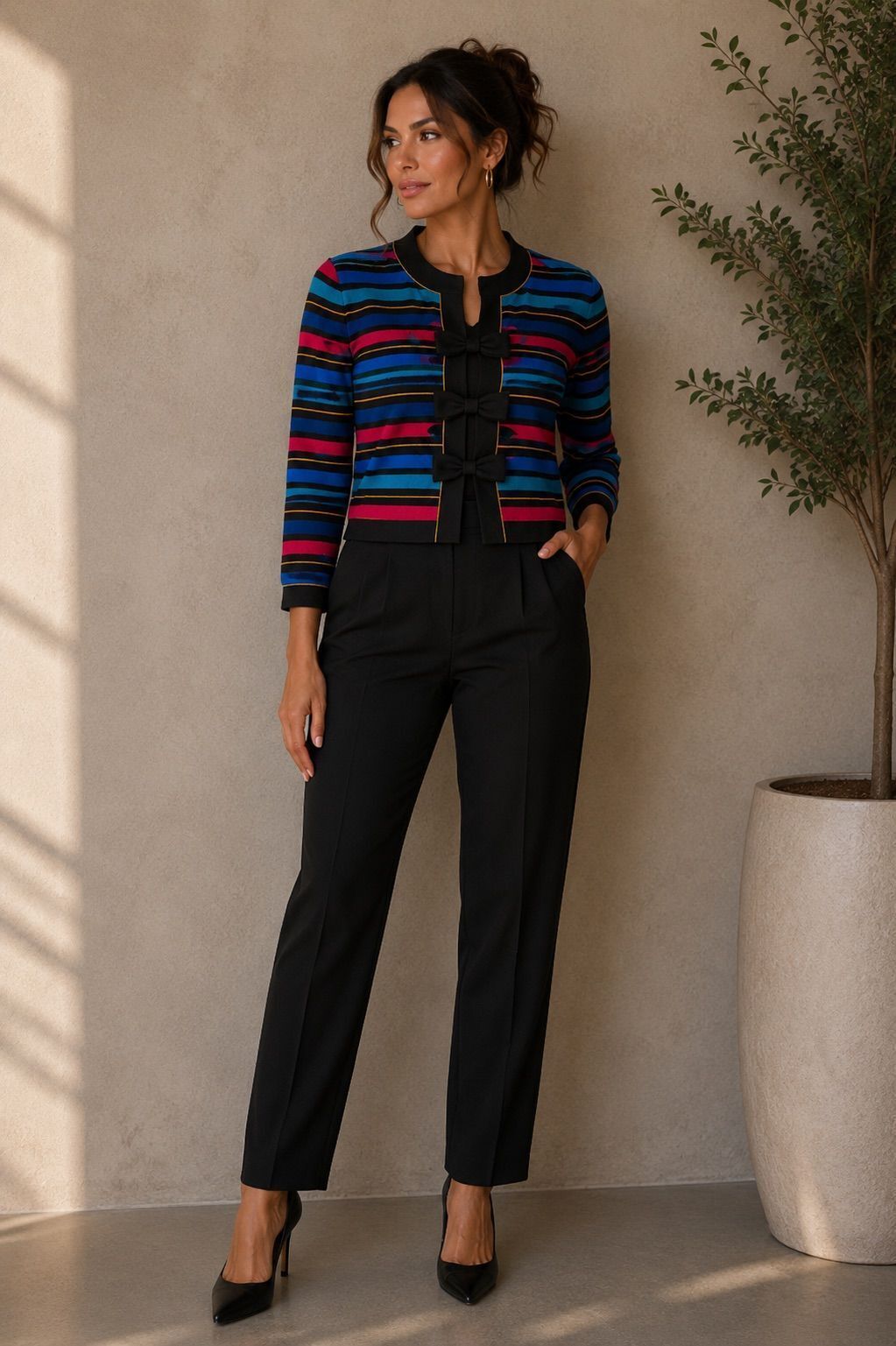 Vintage Multicolor Striped Two-Piece Suit