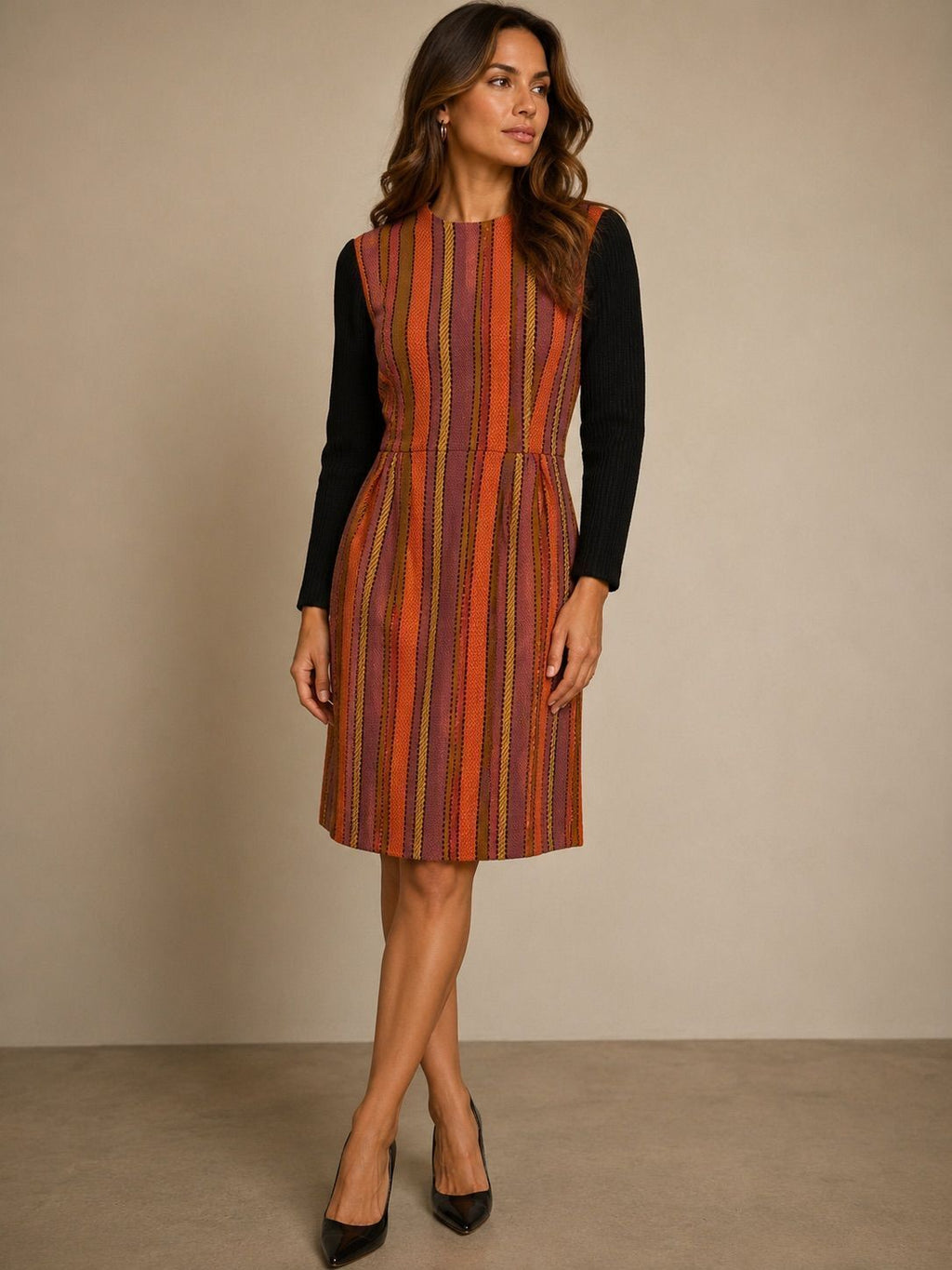 1960s Striped Wool Mod Dress