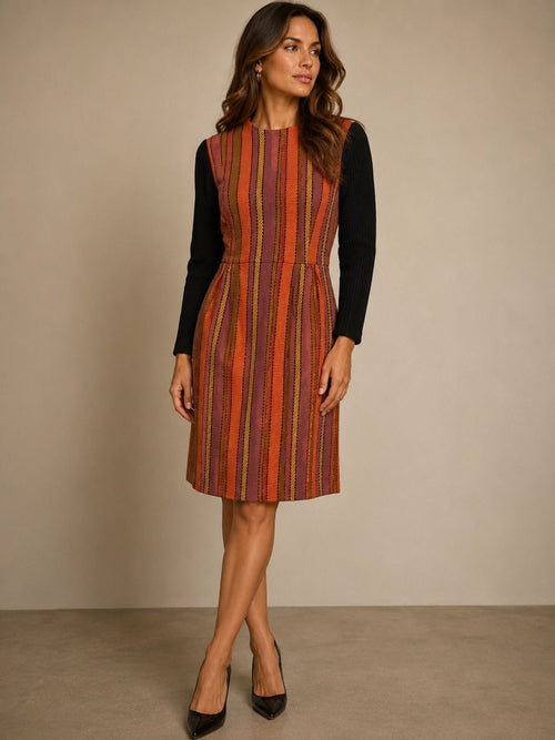 1960s Striped Wool Mod Dress