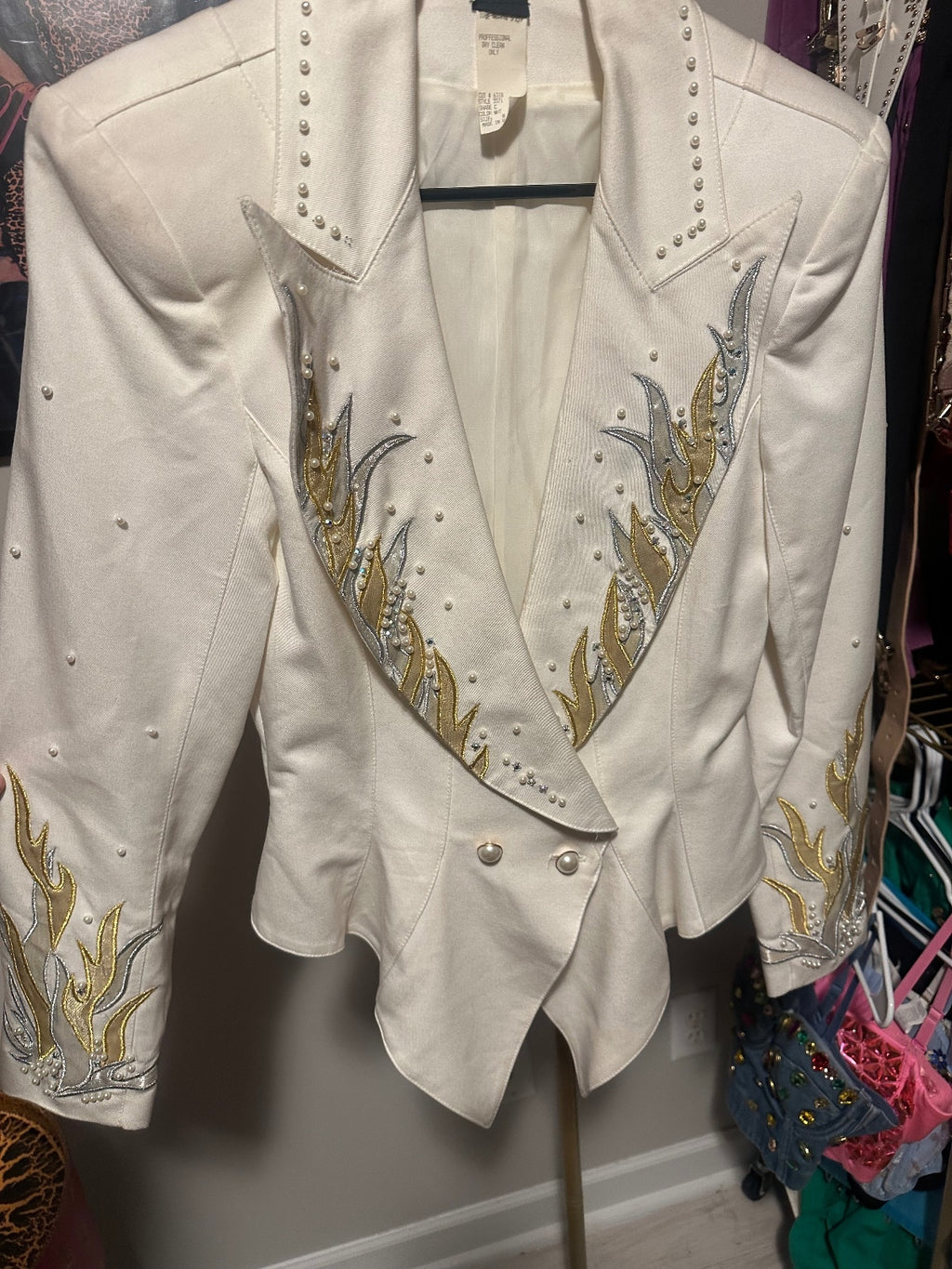 Vintage IIF White Gold & Silver Embellished Statement Blazer