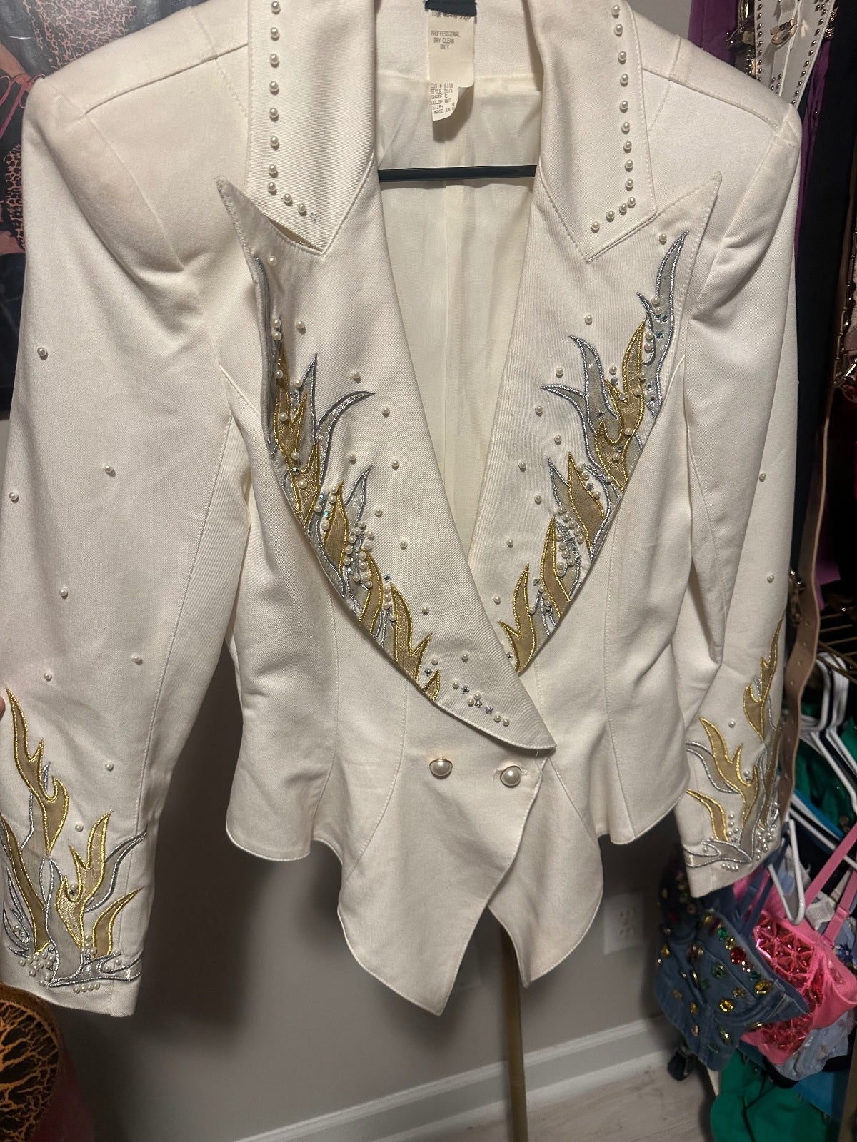 Vintage IIF White Gold & Silver Embellished Statement Blazer