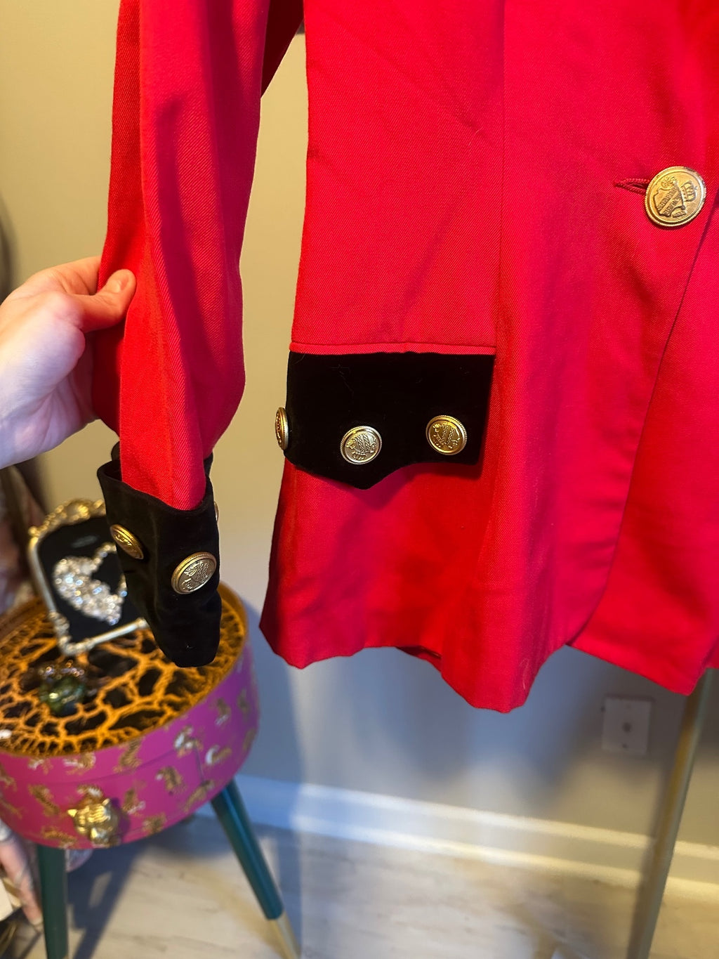 Vintage Lillie Rubin Red Wool Contrast Trim Blazer