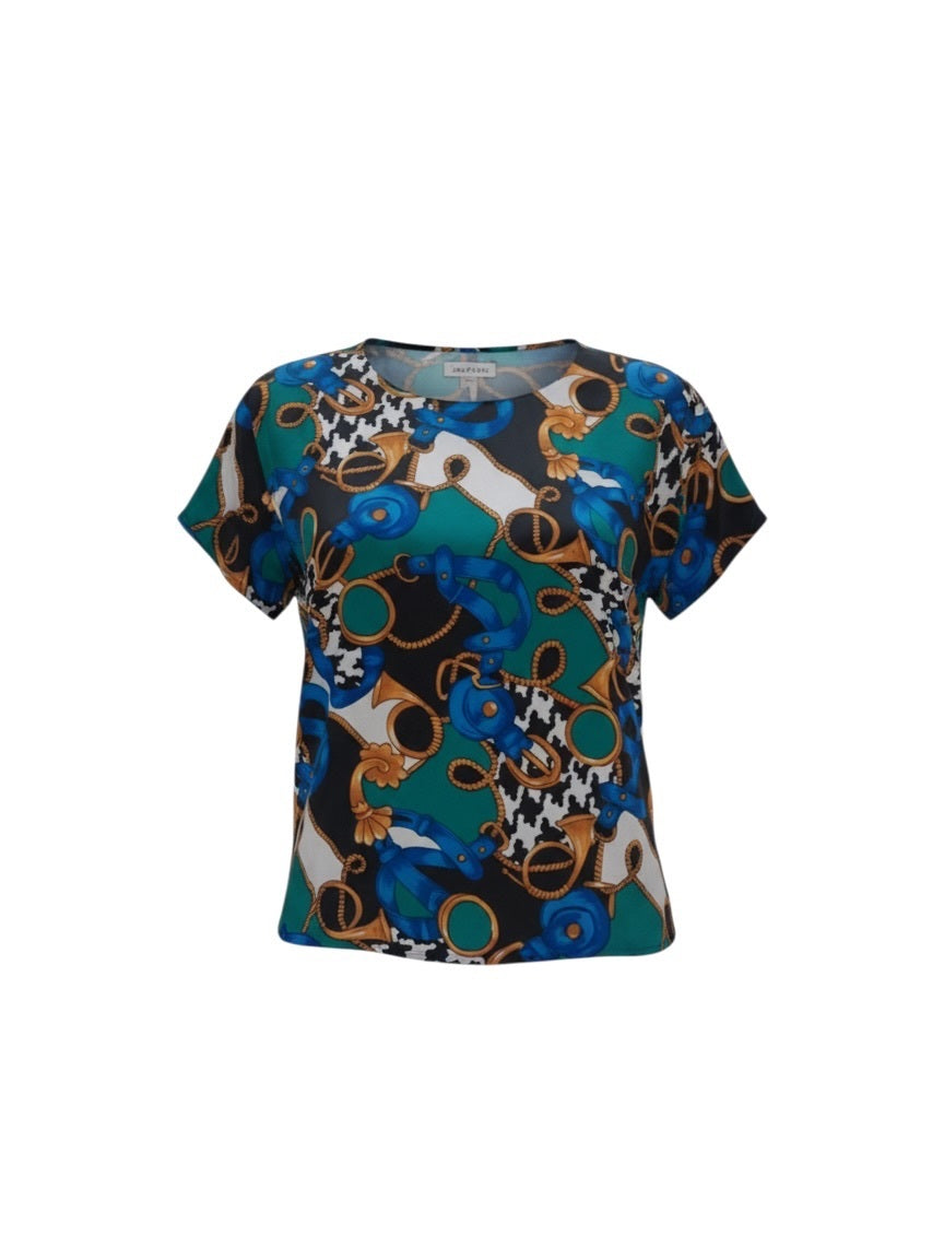 Vintage Silk Equestrian Print Blouse