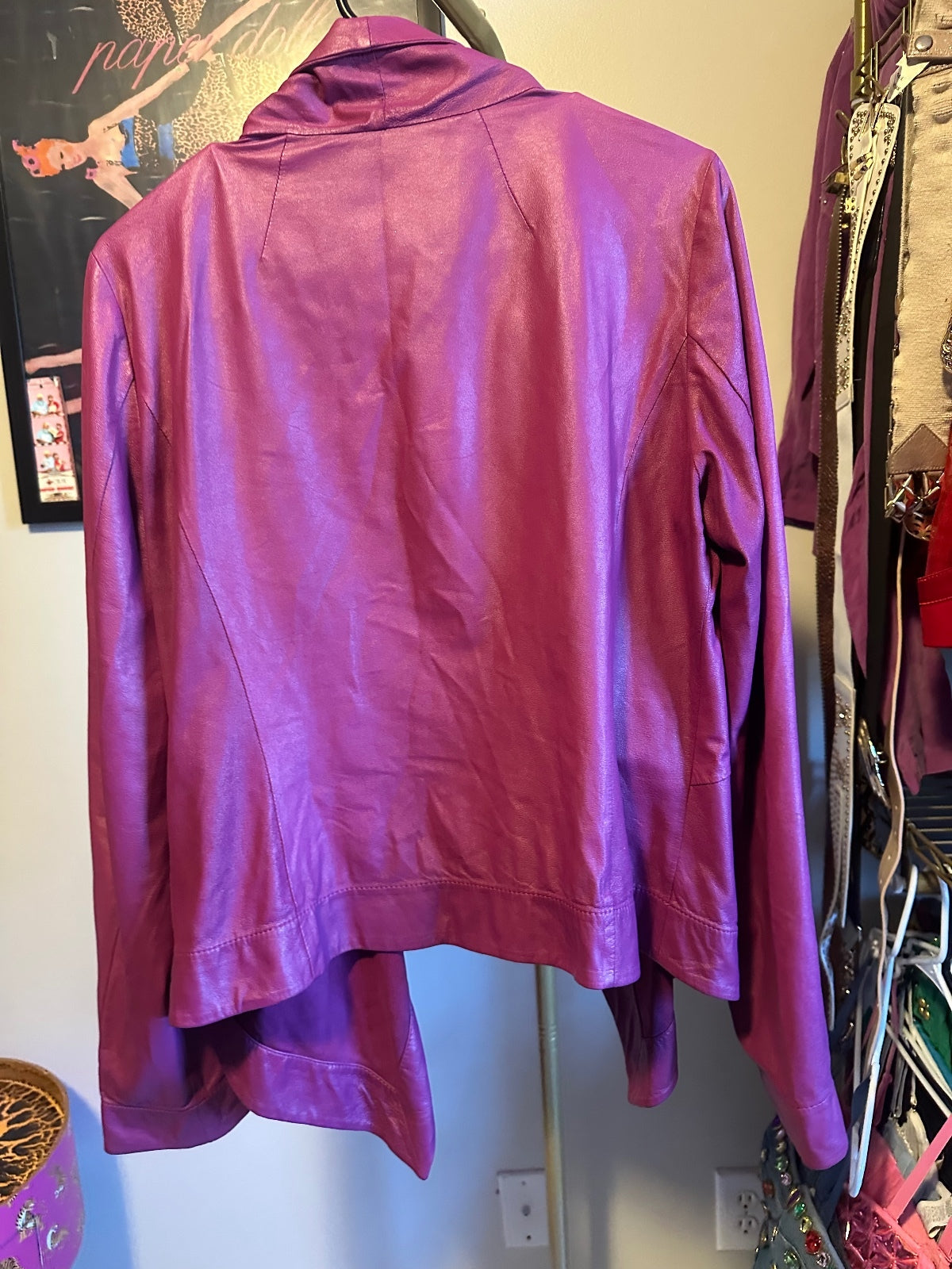 Vintage Escada Plum Purple Goat Leather Draped Jacket