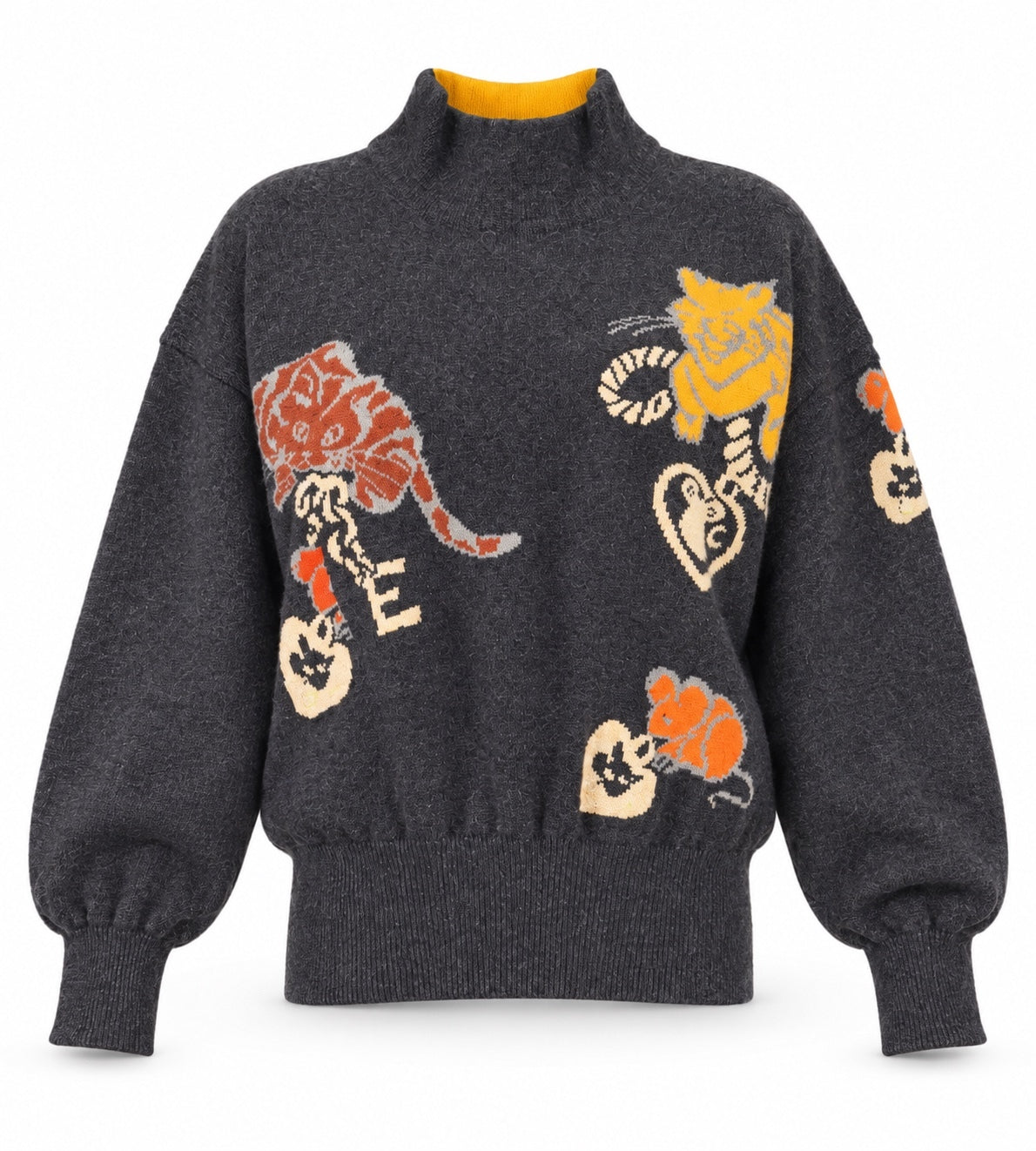 Vintage Escada Cat Intarsia Knit Sweater