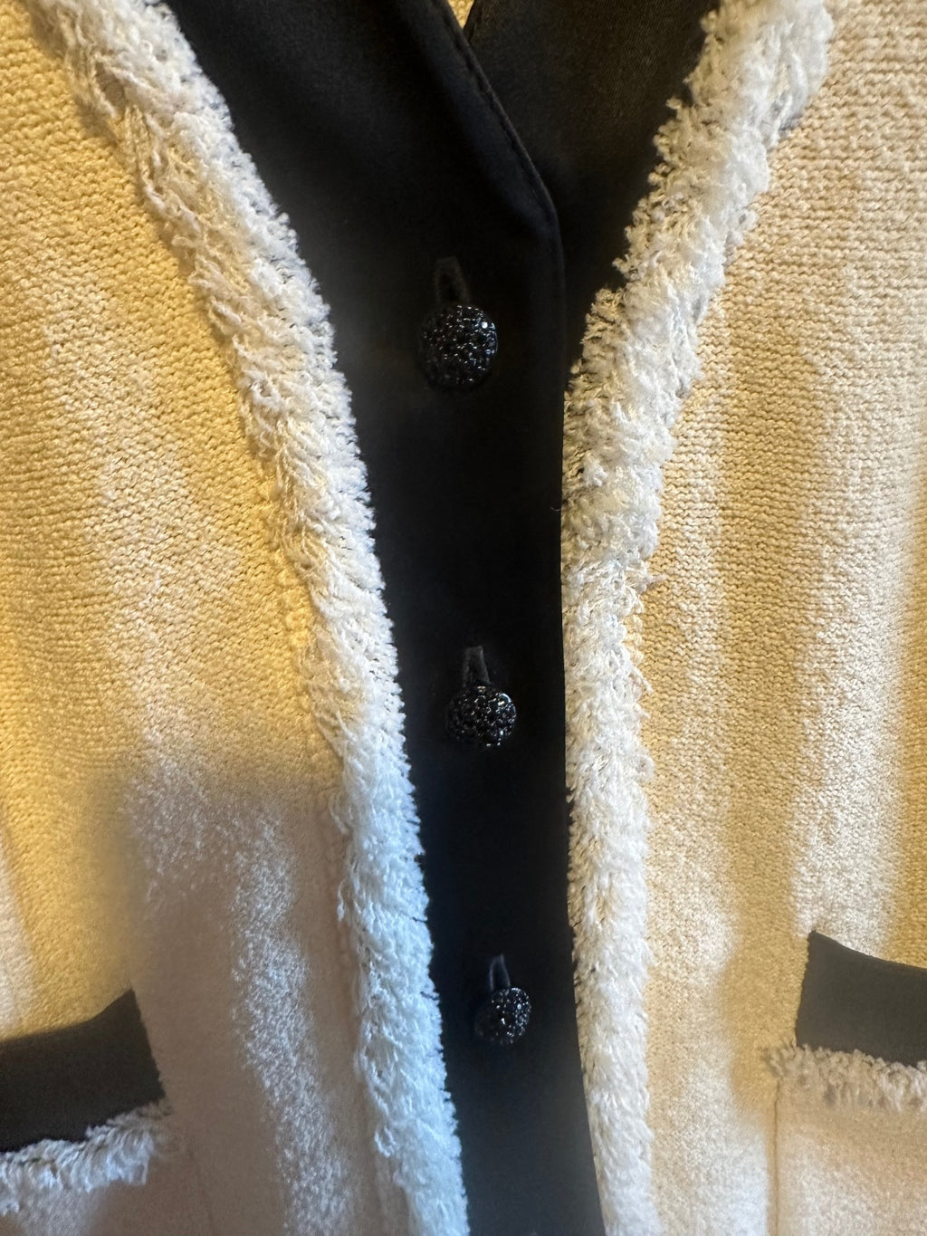 St. John Cream & Black Contrast Knit Blazer