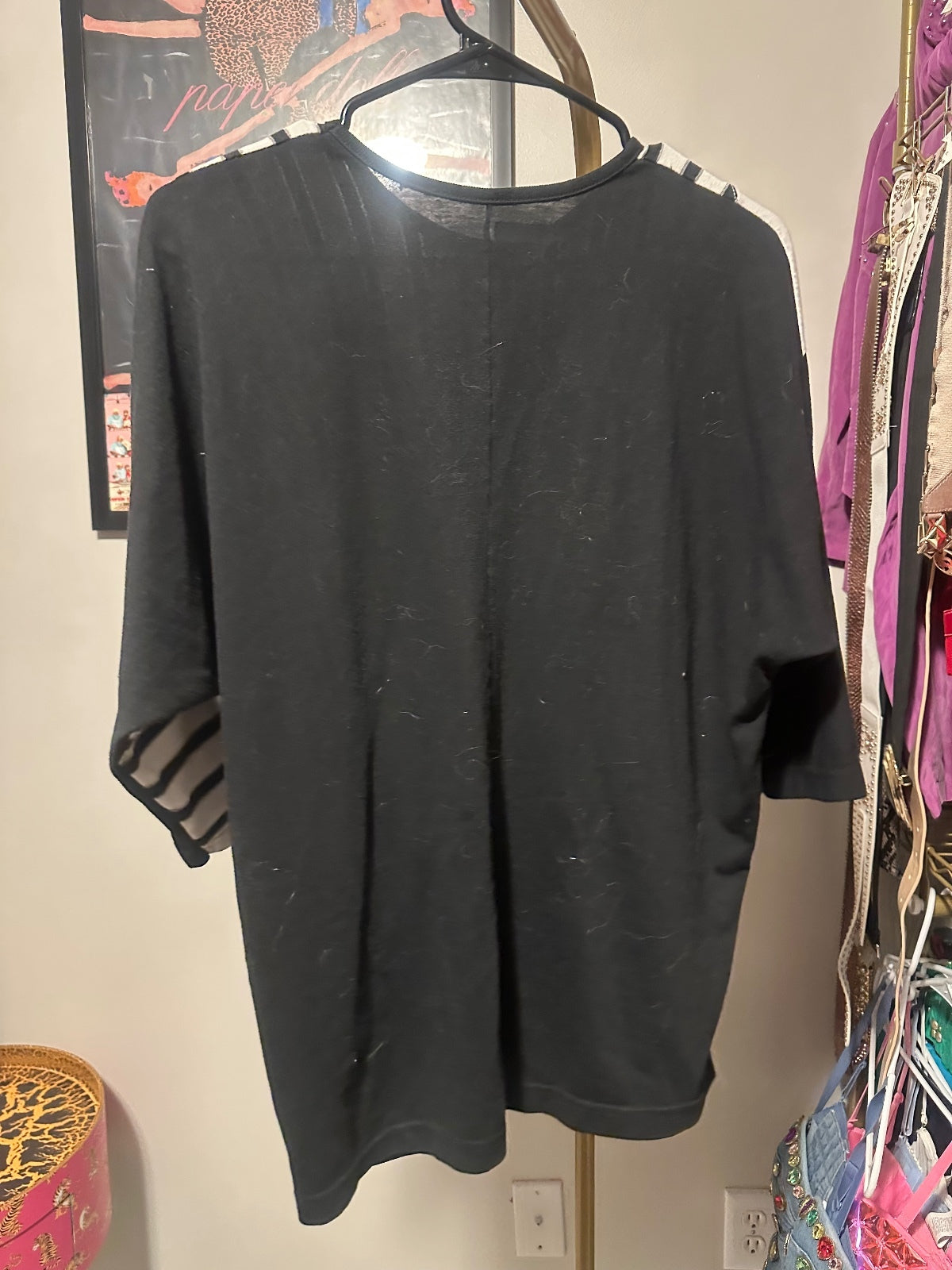 Vintage Black & White Geometric Colorblock Top