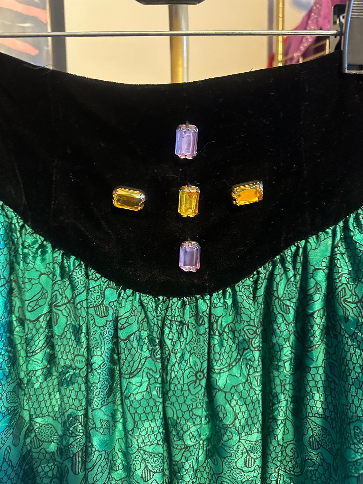 Vintage Oscar de la Renta 100% Silk Turquoise Midi Skirt