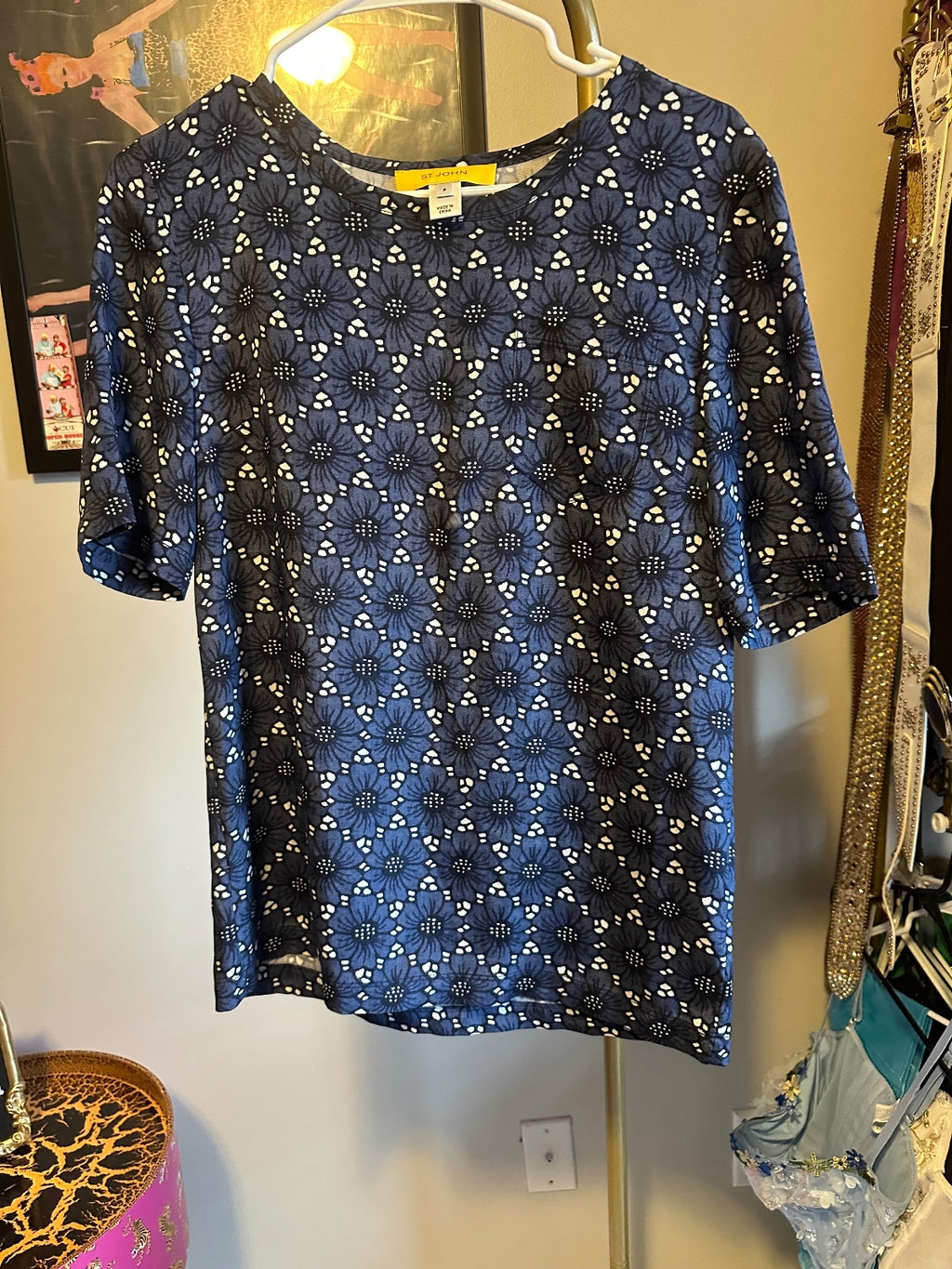 St. John Silk Blue Print Lounge Set