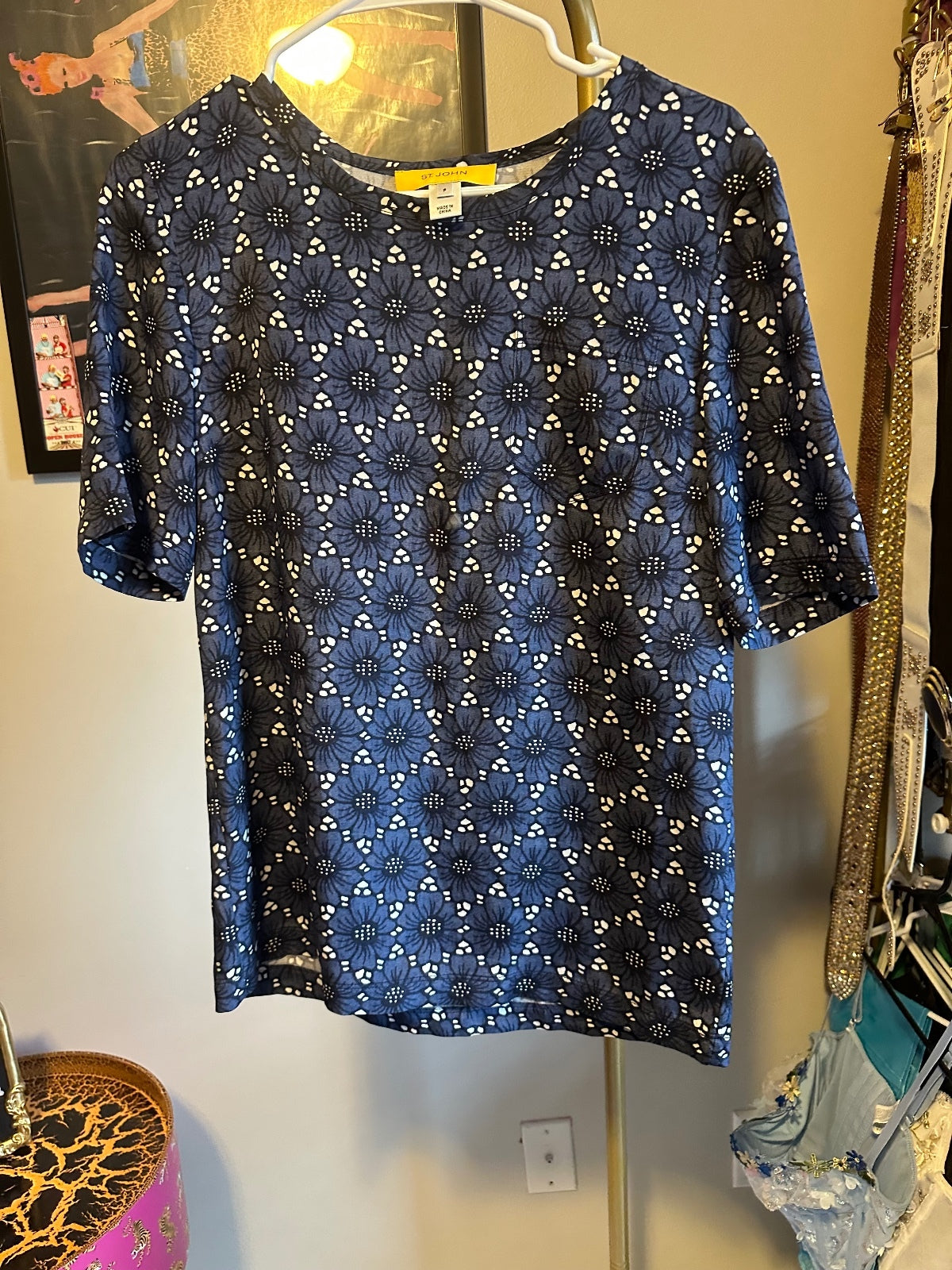 St. John Silk Blue Print Lounge Set