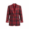 Criscione Red Tartan Plaid Rhinestone Statement Blazer