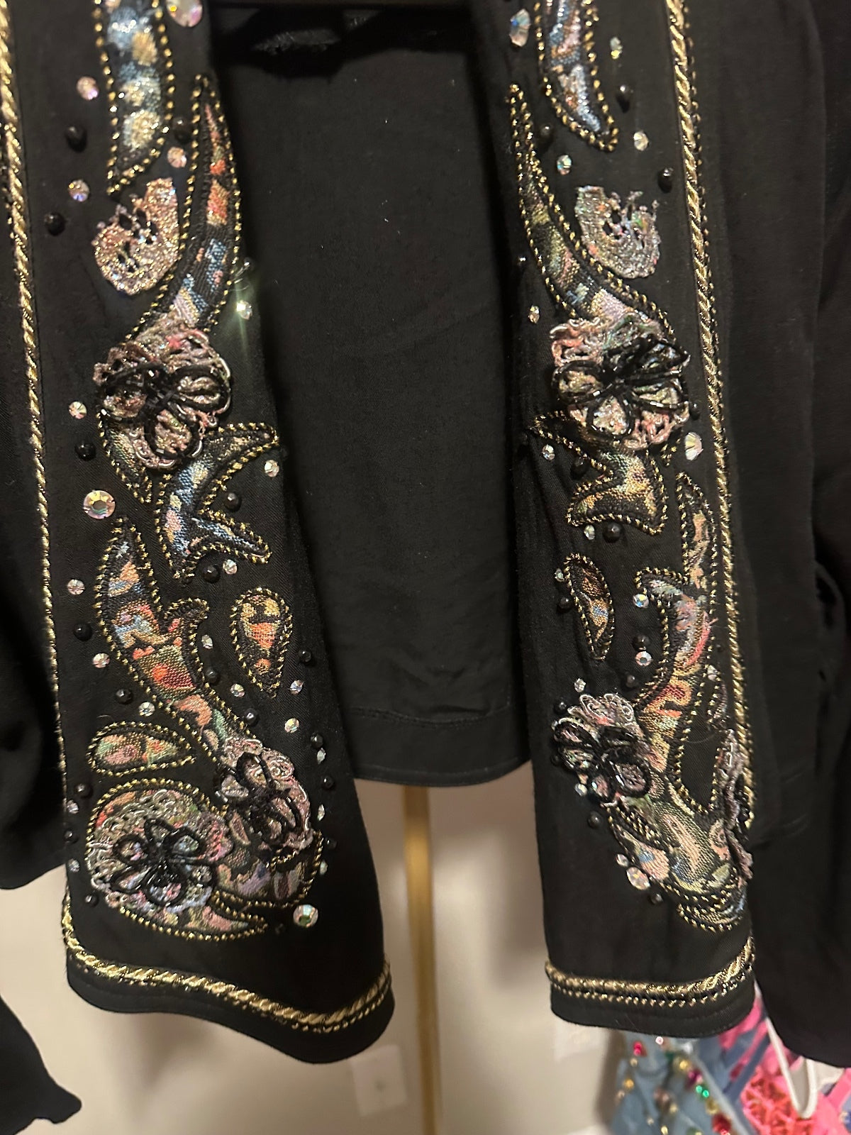 IIF Black & Gold Embellished Cropped Jacket