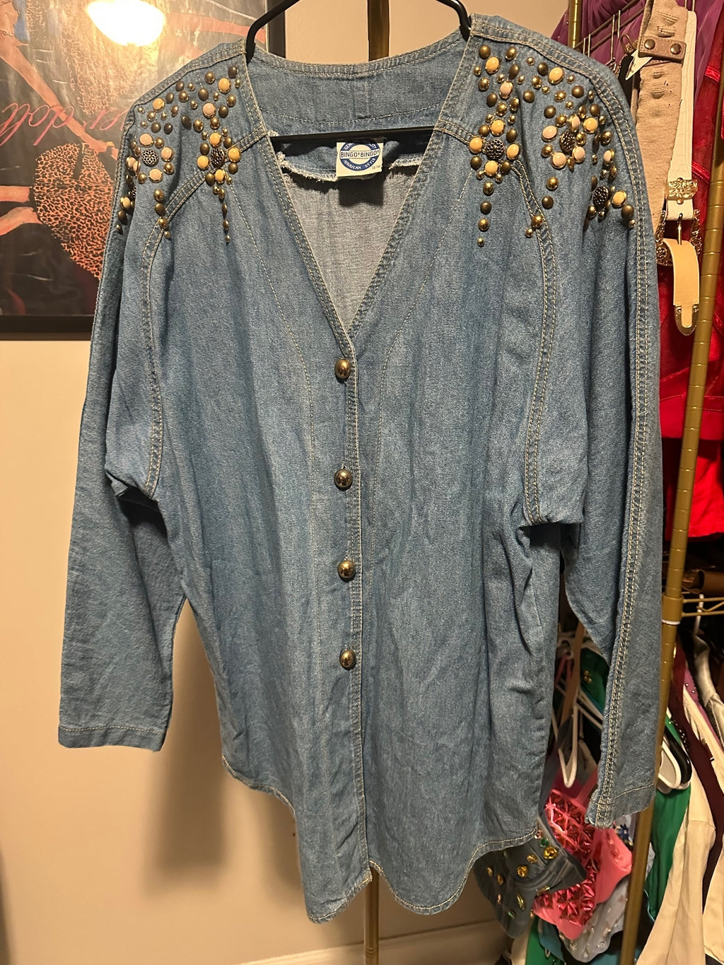 Vintage Embellished Denim Shirt