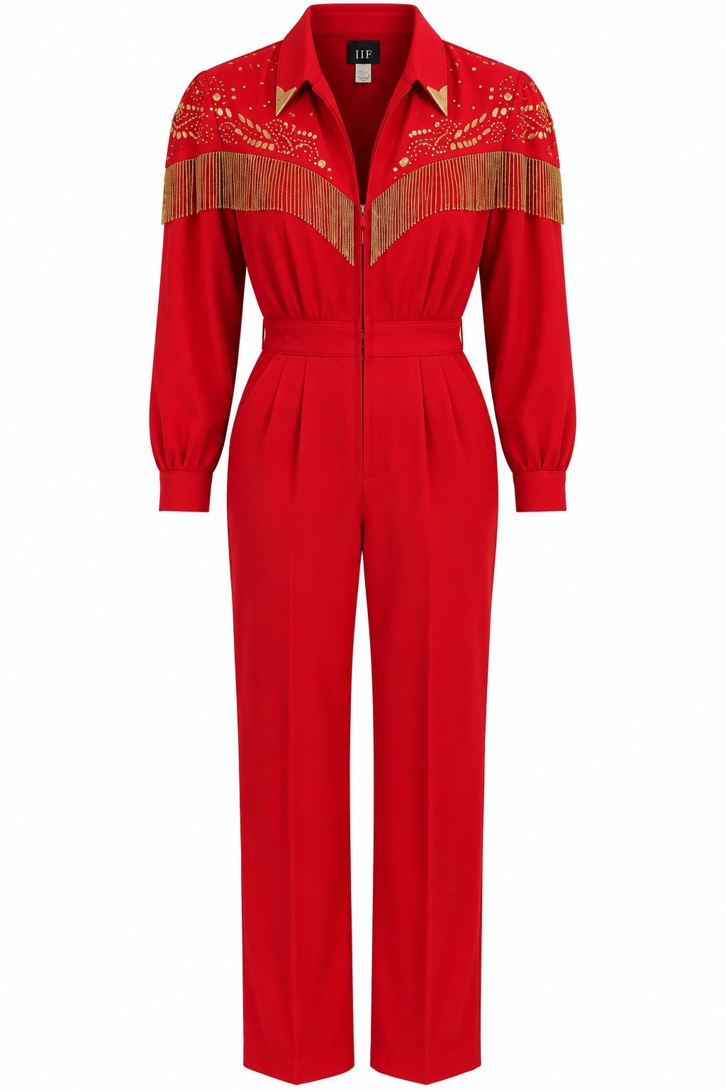 Vintage IIF Red Western Fringe Jumpsuit
