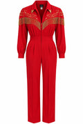 Vintage IIF Red Western Fringe Jumpsuit