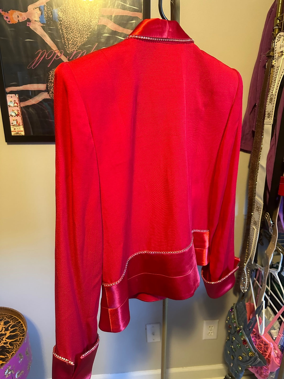 Cache x Criscione Red Rhinestone Skirt Suit