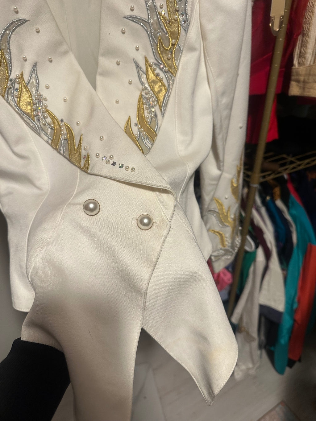 Vintage IIF White Gold & Silver Embellished Statement Blazer