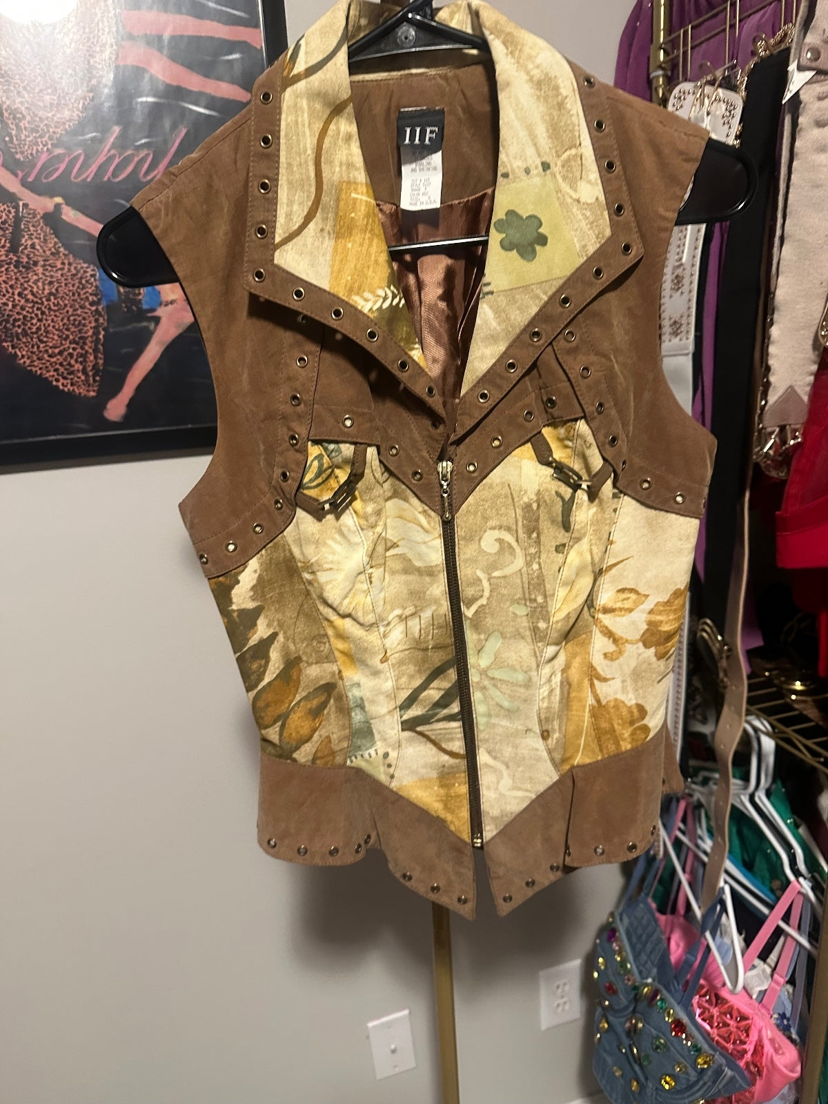 IIF Vintage Brown Floral Corset Vest