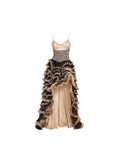 Vintage White & Black Ruffled Evening Gown