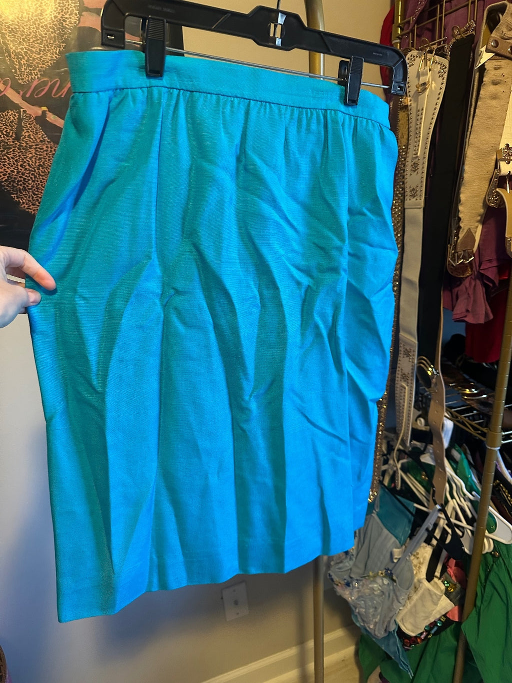 Doncaster Vintage Turquoise Gold Button Skirt Suit