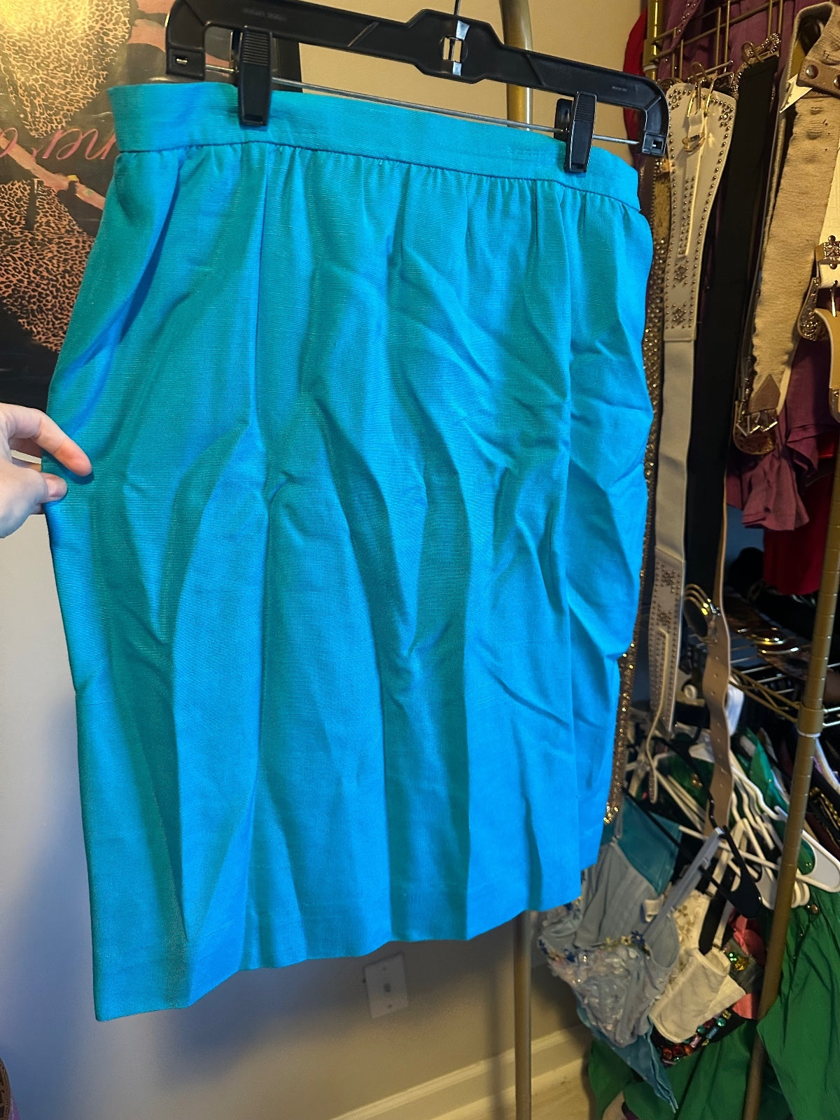 Doncaster Vintage Turquoise Gold Button Skirt Suit