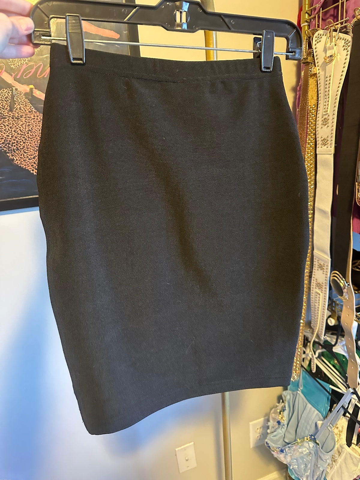 Vintage Cache Black Gold Hardware Pencil Skirt