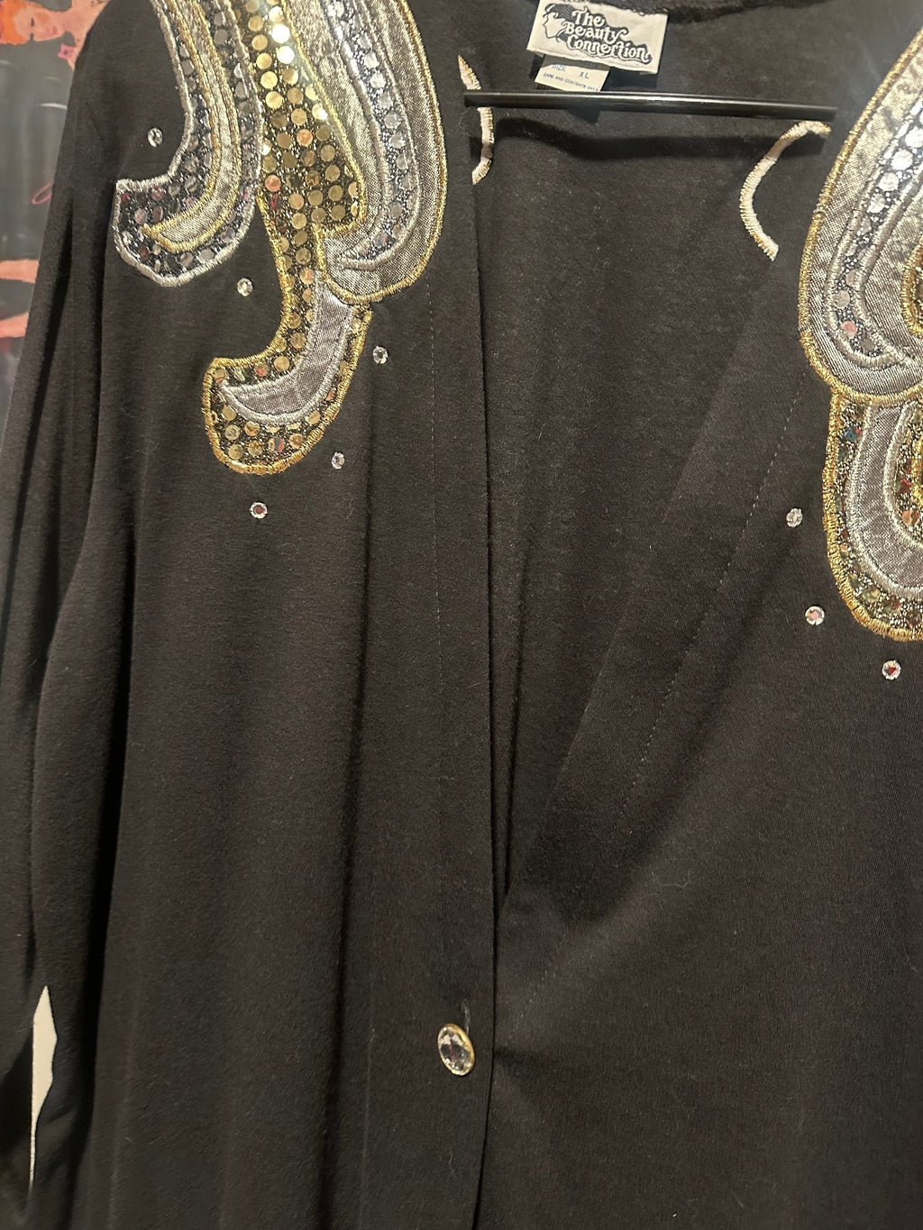 Vintage Black Gold & Silver Embellished Cardigan