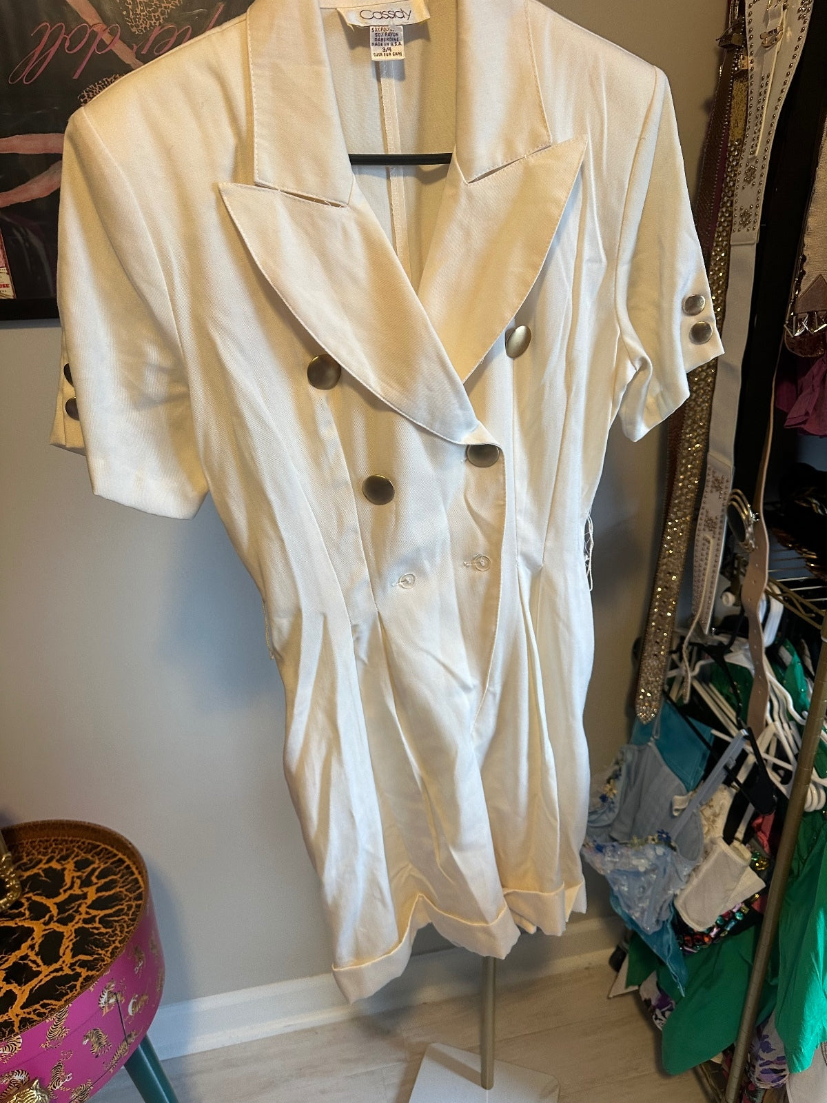 Ivory Double-Breasted Tailored Romper