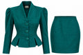 Vintage Platinum Teal Peplum Blazer & Skirt Suit