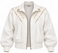 Vintage Pado White Pearl & Gold Embellished Bomber Jacket