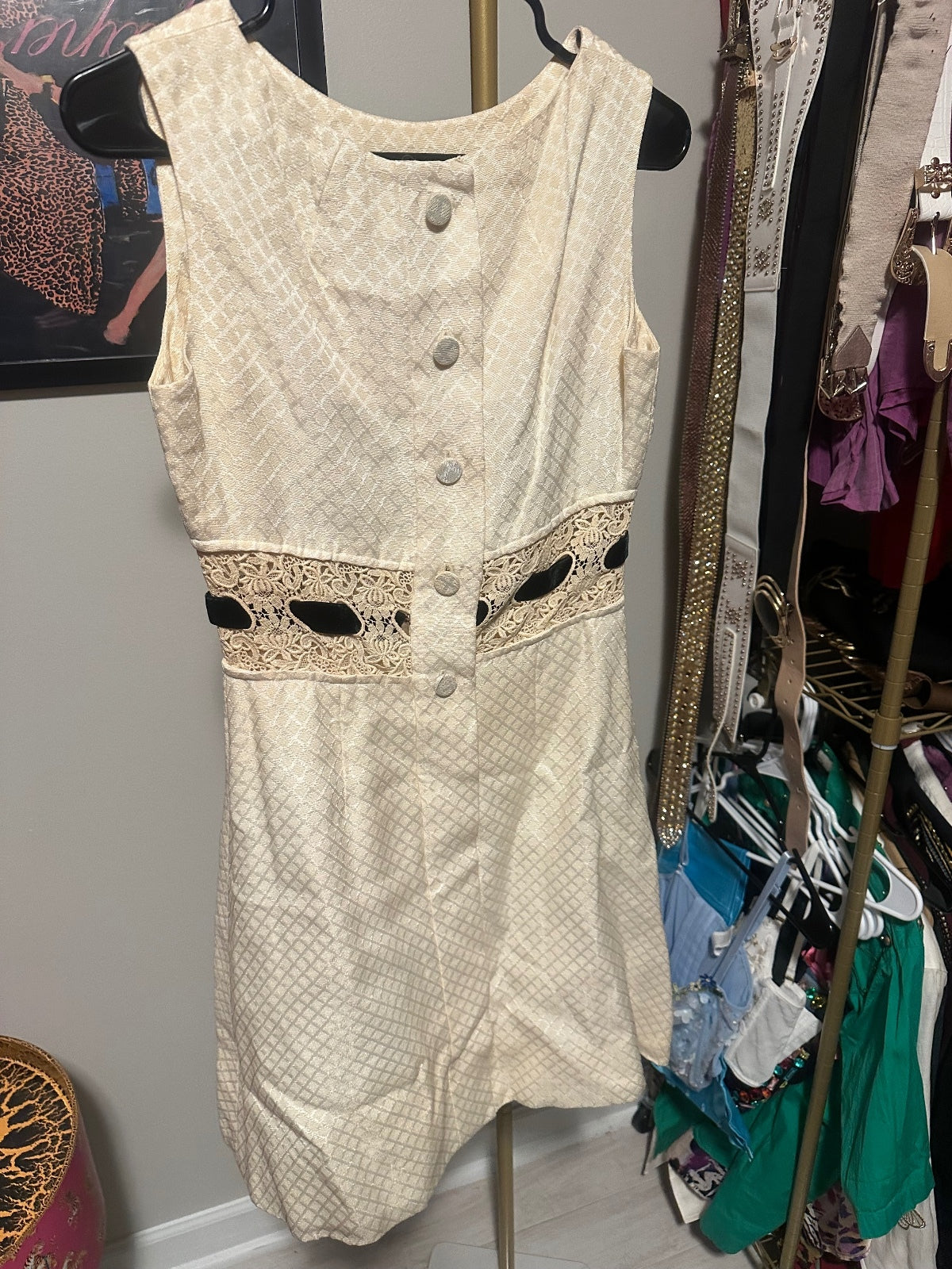 1960s Ivory Mod Belted Shift Dress