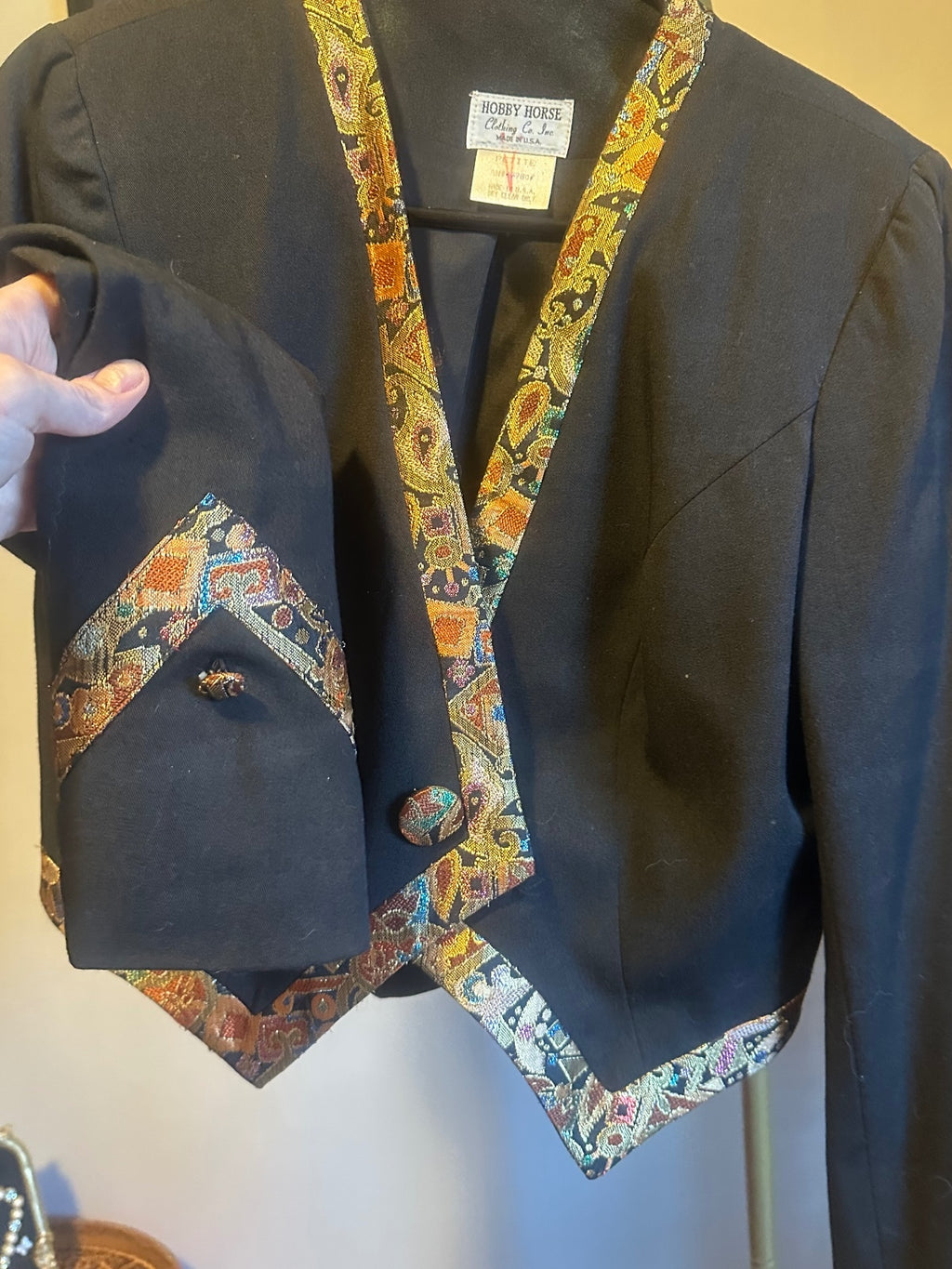 Vintage Hobby Horse Black Paisley Trim Blazer