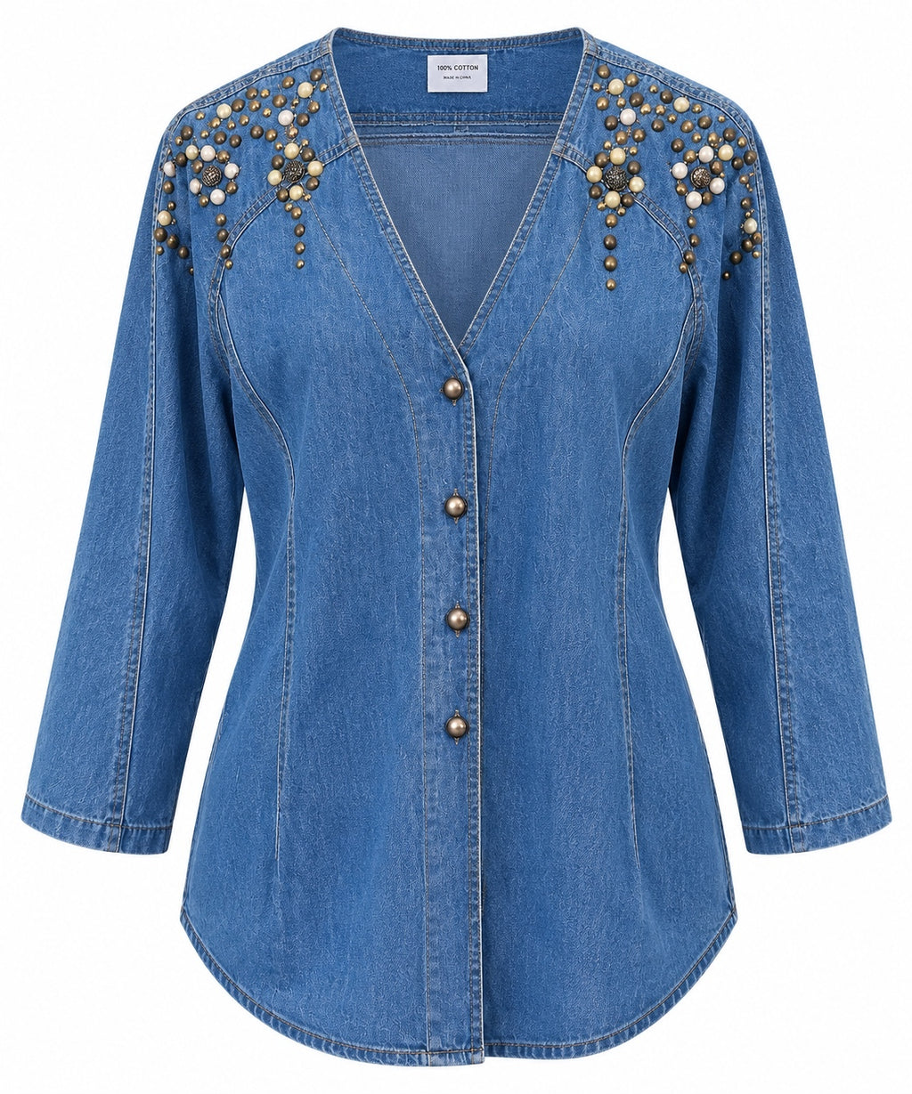 Vintage Embellished Denim Shirt