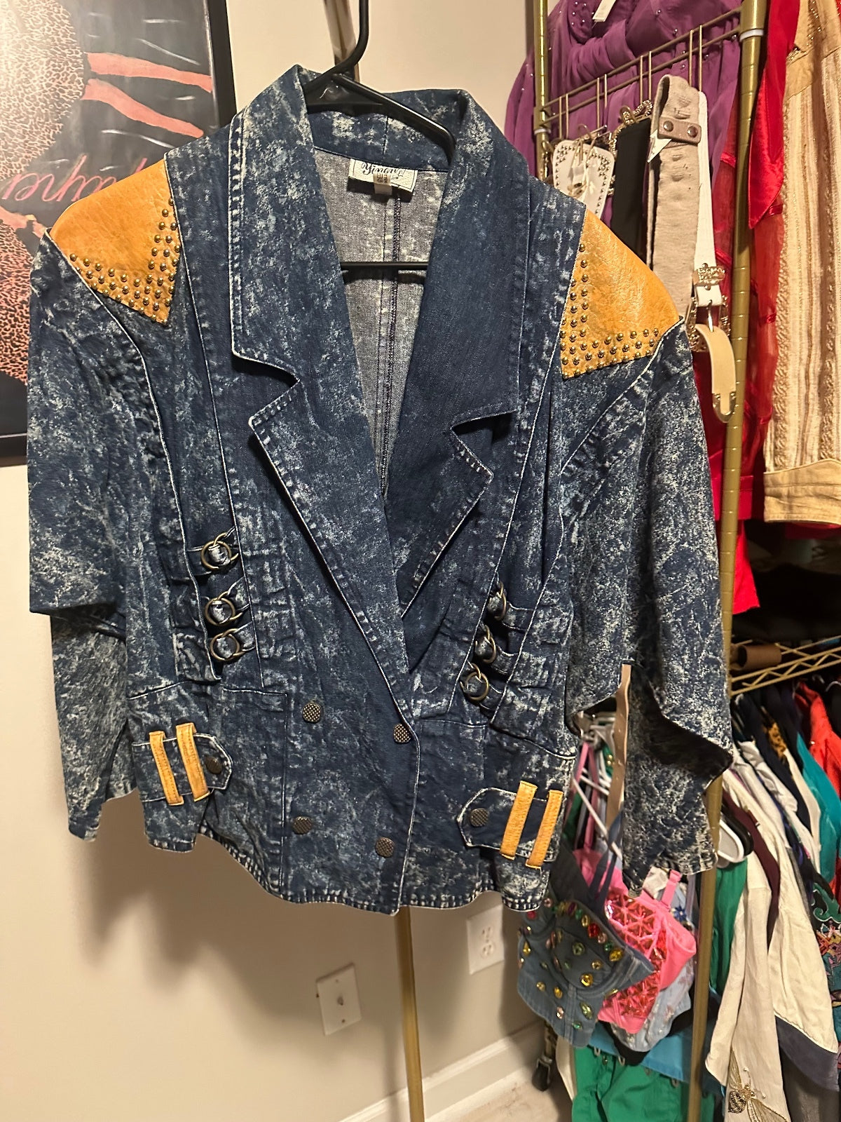 Vintage Acid Wash Denim Statement Blazer