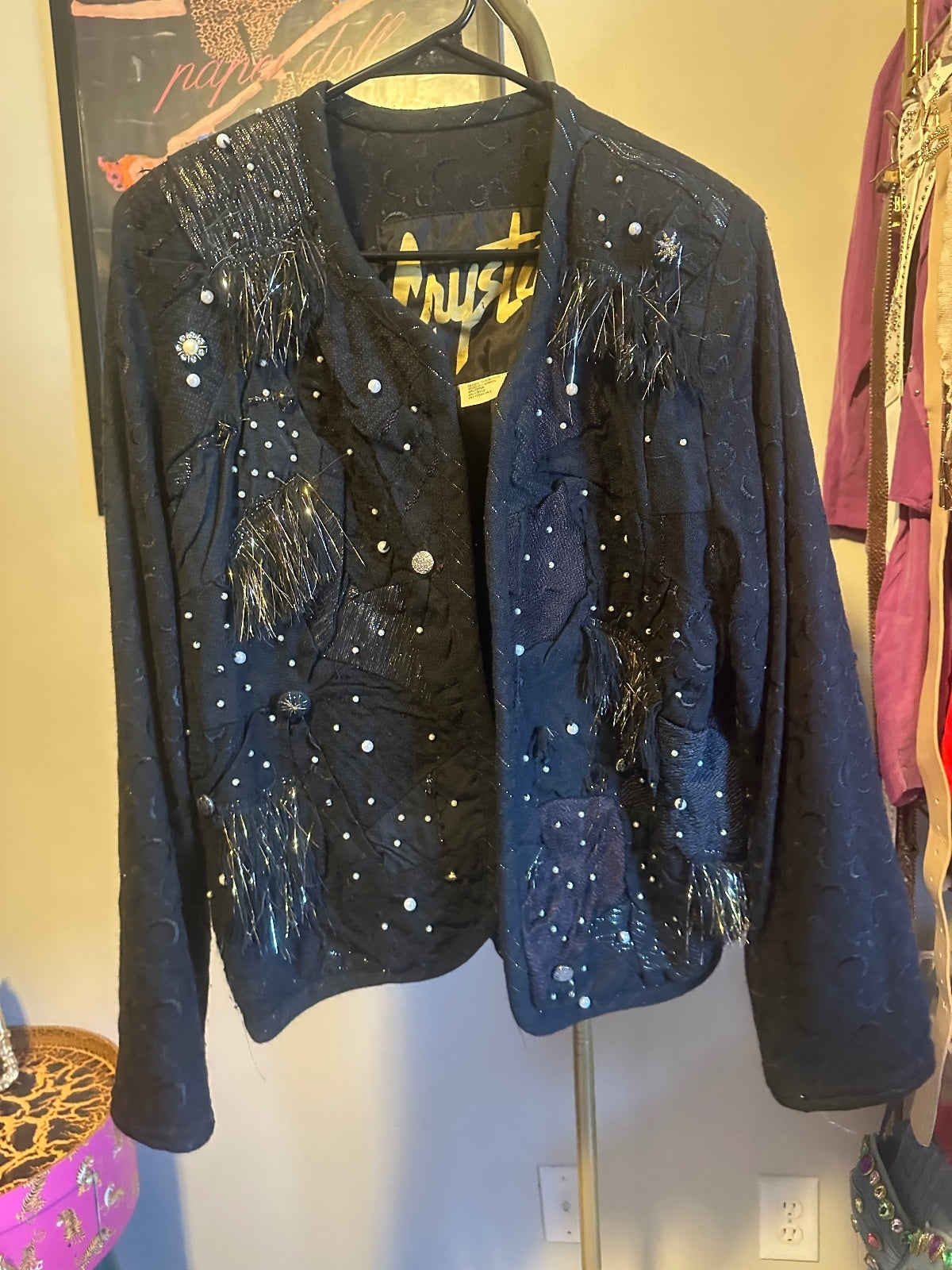 Vintage Crystal Embellished Patchwork Jacket