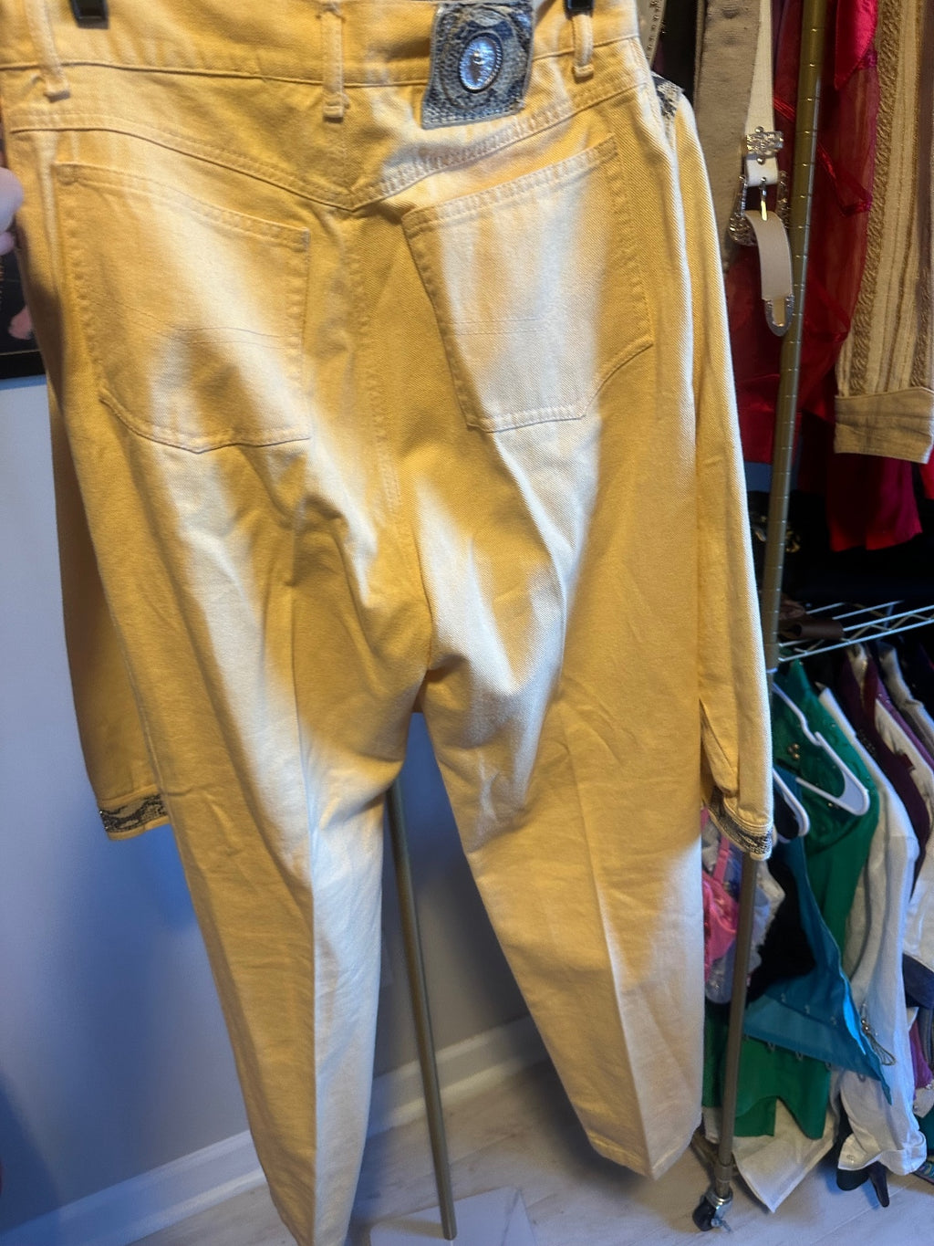 Vintage Cache Snakeskin-Trim Studded Pant Set