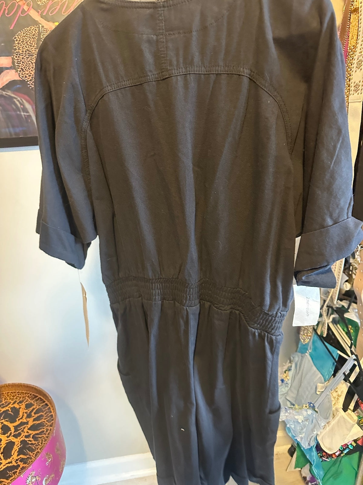 Black Gold-Embellished Romper