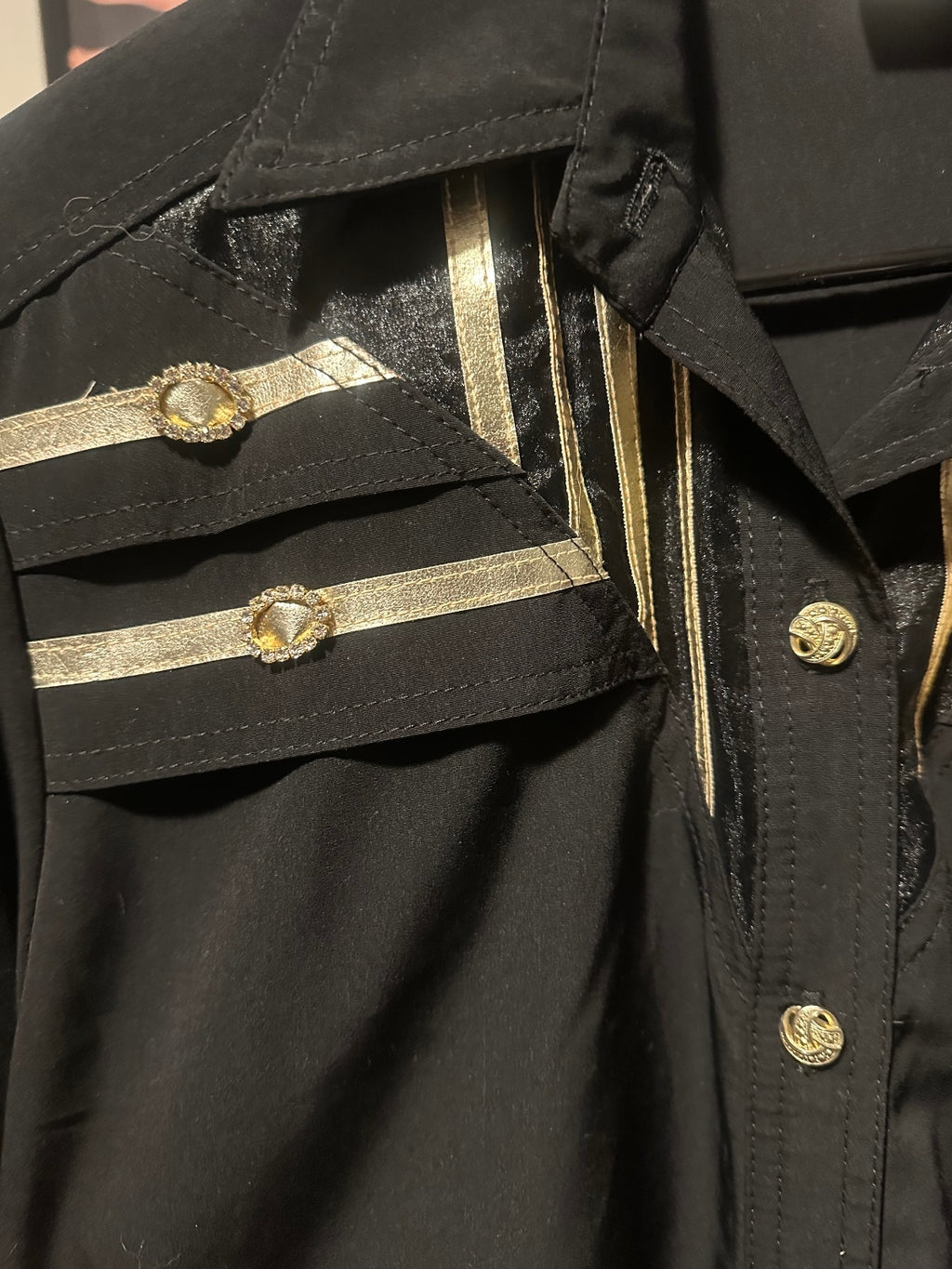 Vintage Gantos Black & Gold Embellished Blouse