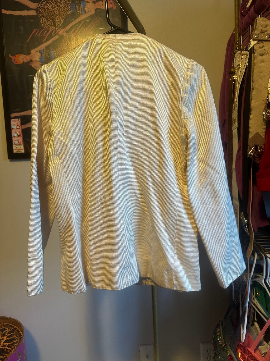Vintage Champagne Gold Embroidered Double-Breasted Blazer
