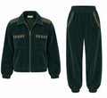 Vintage Dark Green Studded Jacket & Pants Set