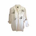 Vintage Cache Ivory Embroidered Dragonfly & Butterfly Shirt Jacket