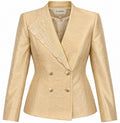Vintage Champagne Gold Embroidered Double-Breasted Blazer
