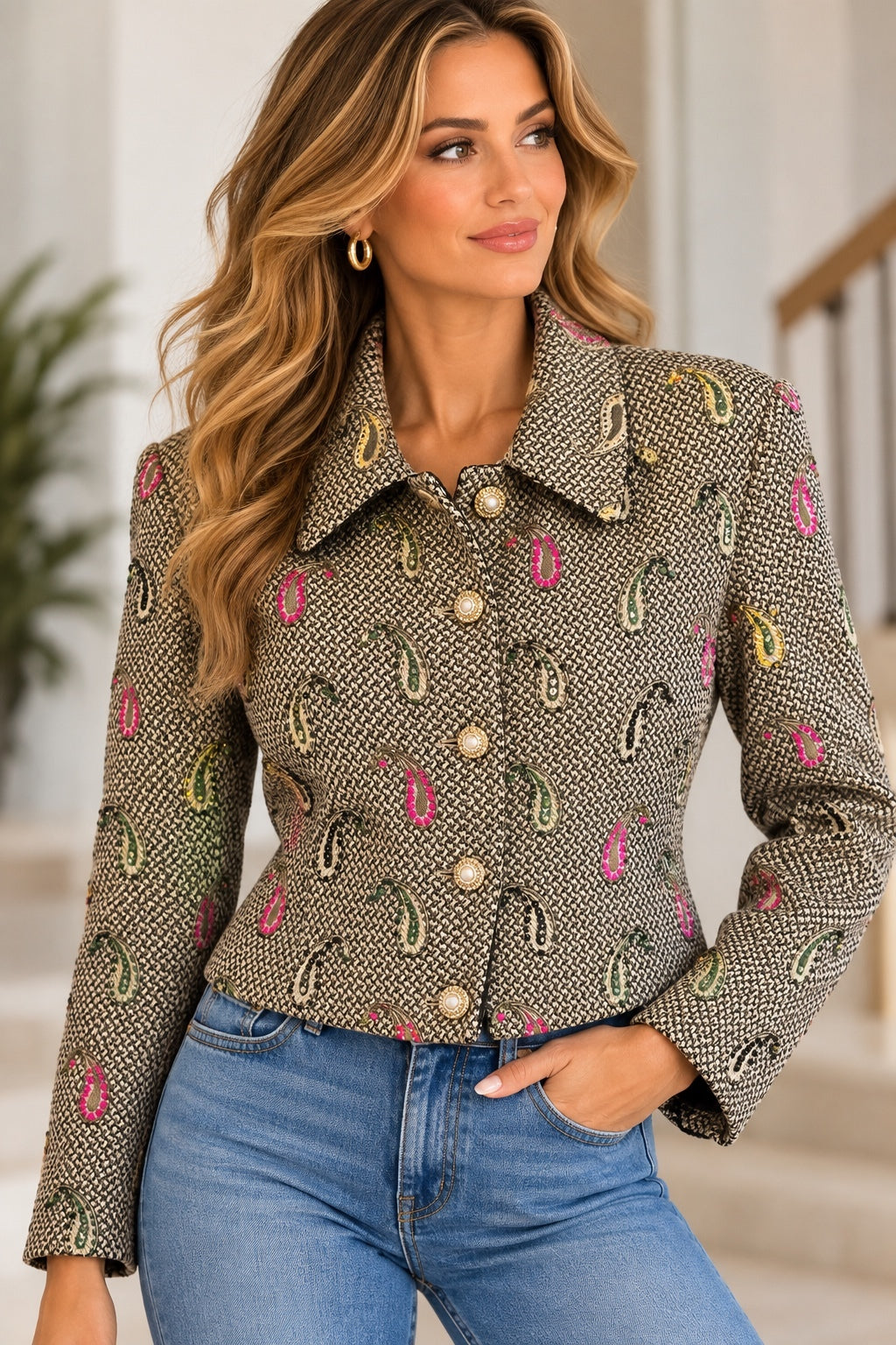 Vintage ANAGE Paisley Cropped Jacket