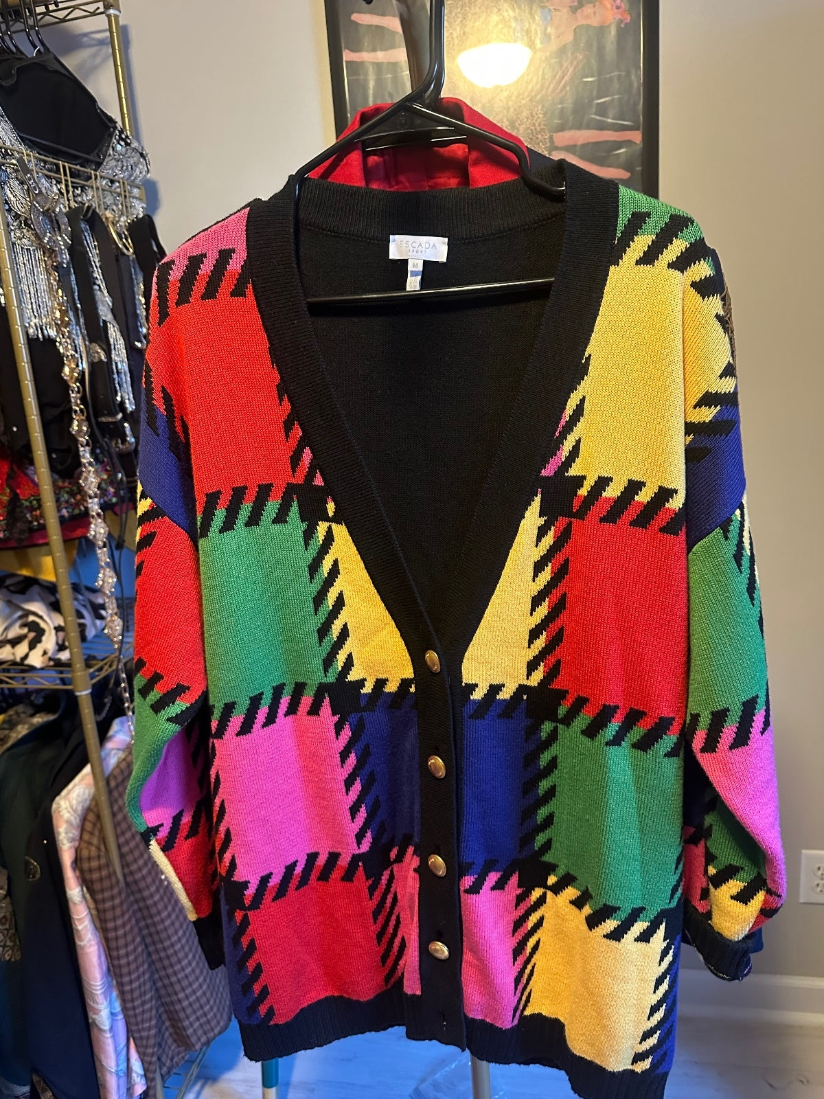 Vintage Escada Colorblock Knit Cardigan