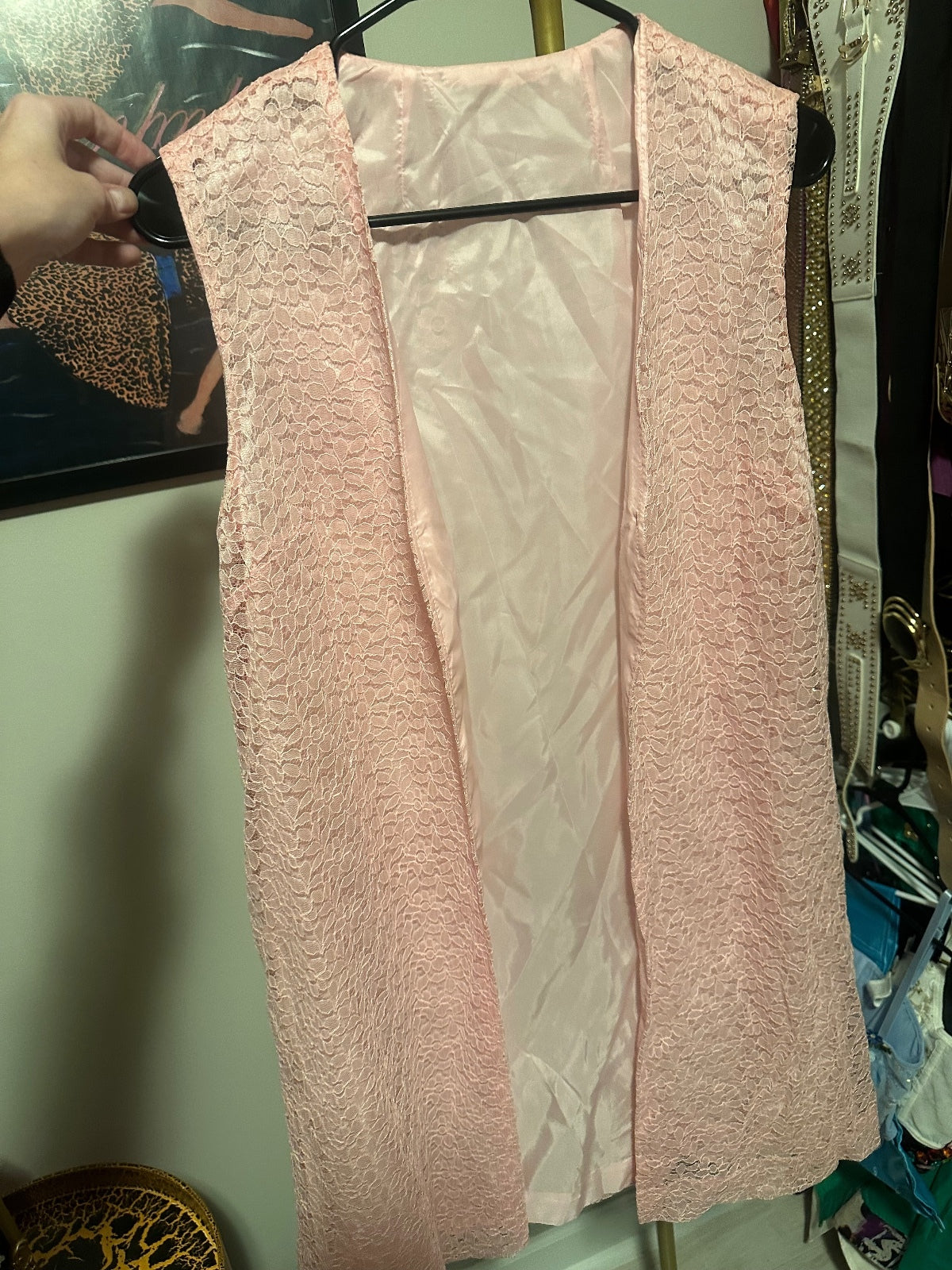 1970s Pink Lace Duster Vest