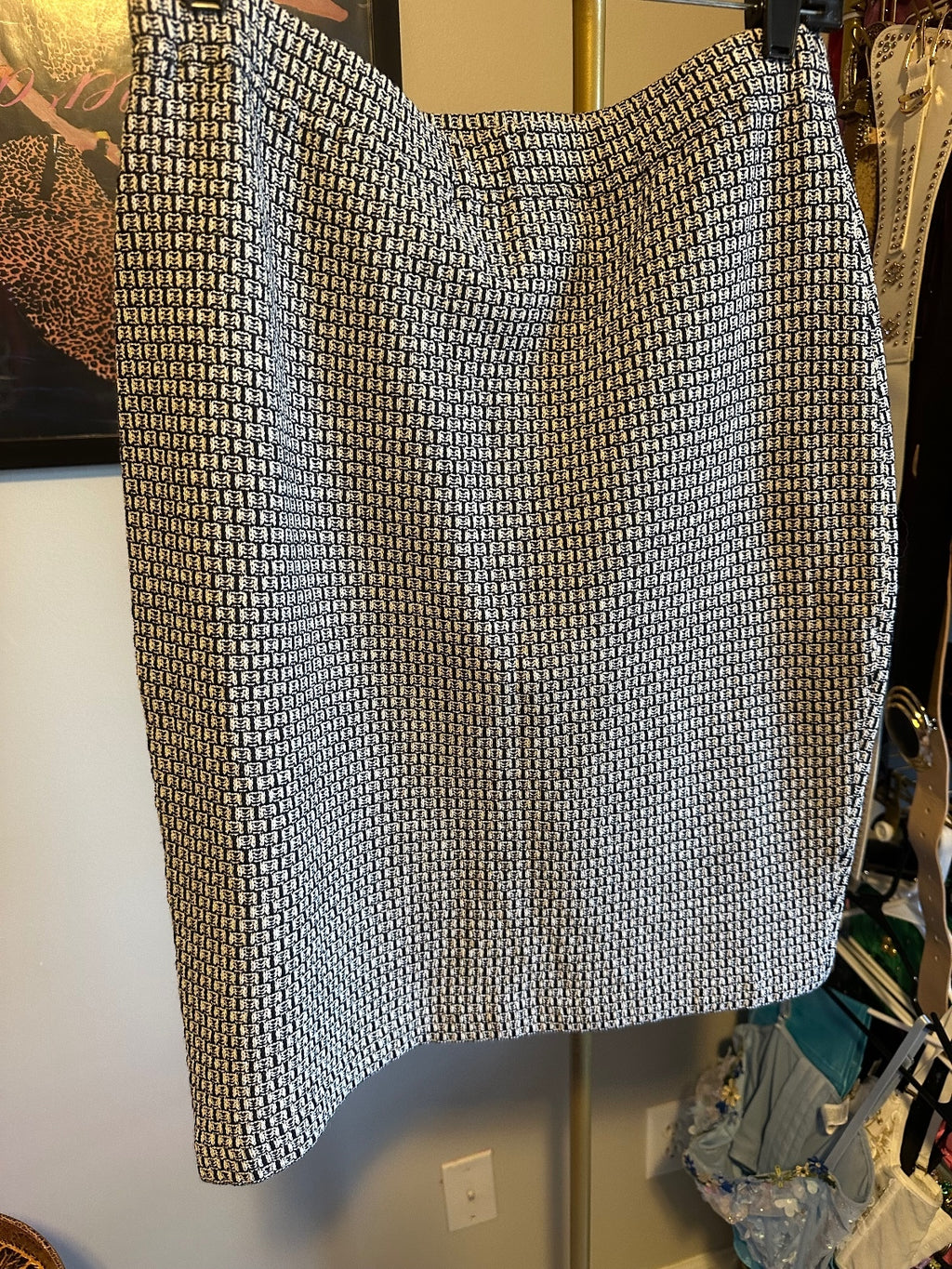 St. John Black & White Knit Mini Skirt
