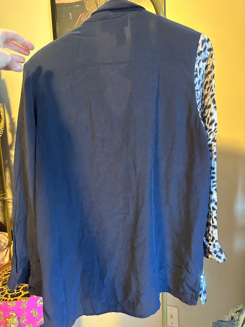 Diane Gilman Silk Leopard Statement Blouse